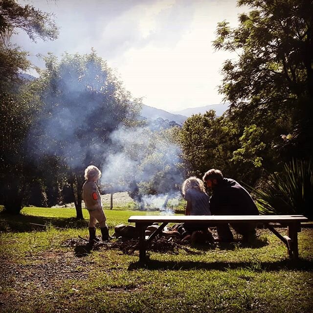 Re-igniting yesterday evenings campfire. I'm loving our lazy, sun-kissed mornings - could quite easily continue this life in isolation... 🤔🙄☺