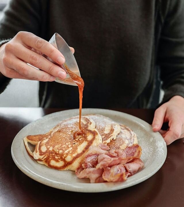 Good old pancakes with coconut caramel and bacon.⁣
⁣
Are you planning on visiting Smiths for brunch this weekend?