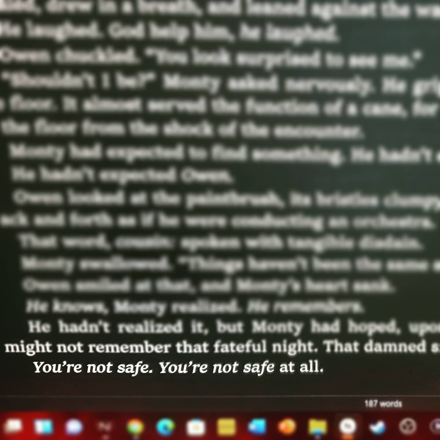 I sat down to write VERMILION, OR THE SANGUINE ARTS tonight, and the words just poured out of me. Ending tonight's session on this note is definitely dread-inspiring.

#horror #indieauthor #novella #horrorfantasy #authorsofinstagram #authorsofig