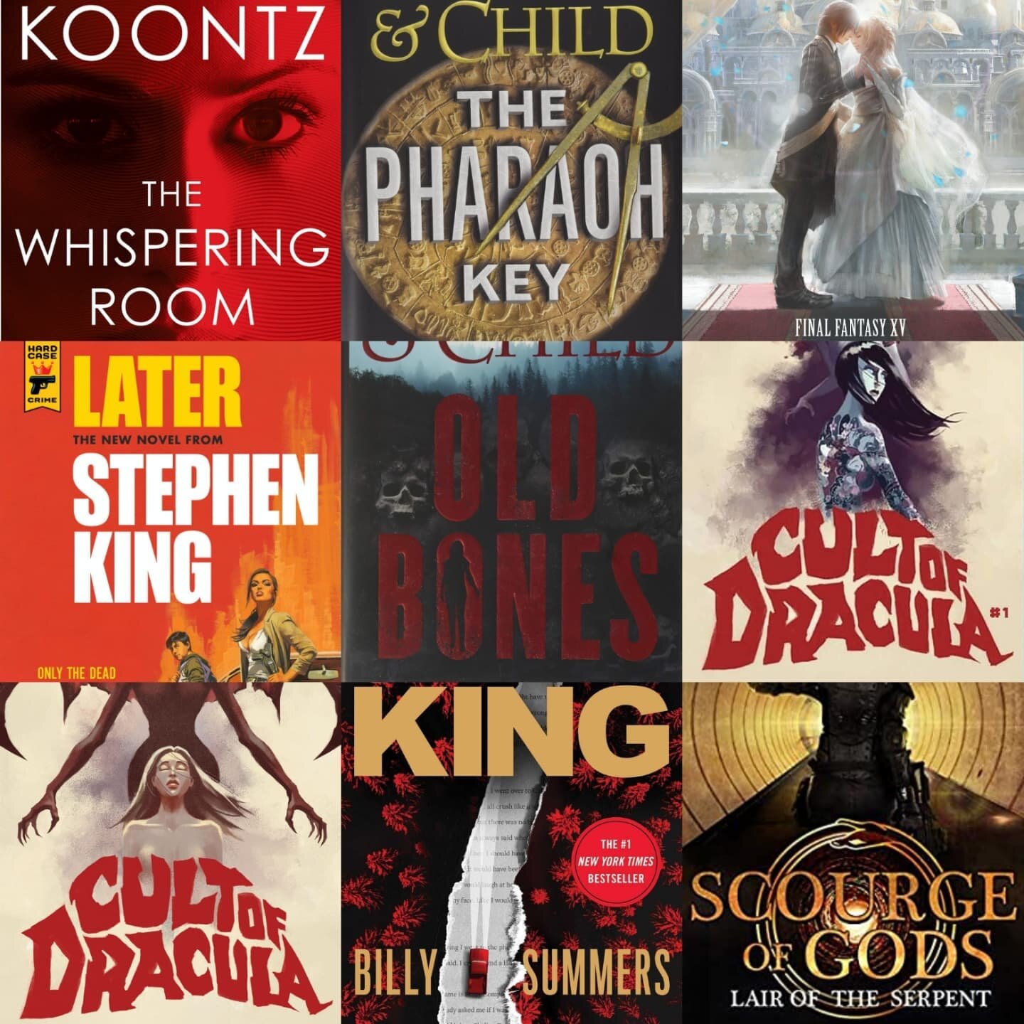 I was a little light on reading in 2021, although not quite like the year before.

Dean Koontz - The Whispering Room
Douglas Preston &amp; Lincoln Child - The Pharaoh Key
Jun Eishima - Final Fantasy XV: The Dawn of the Future
Stephen King - Later
Dou