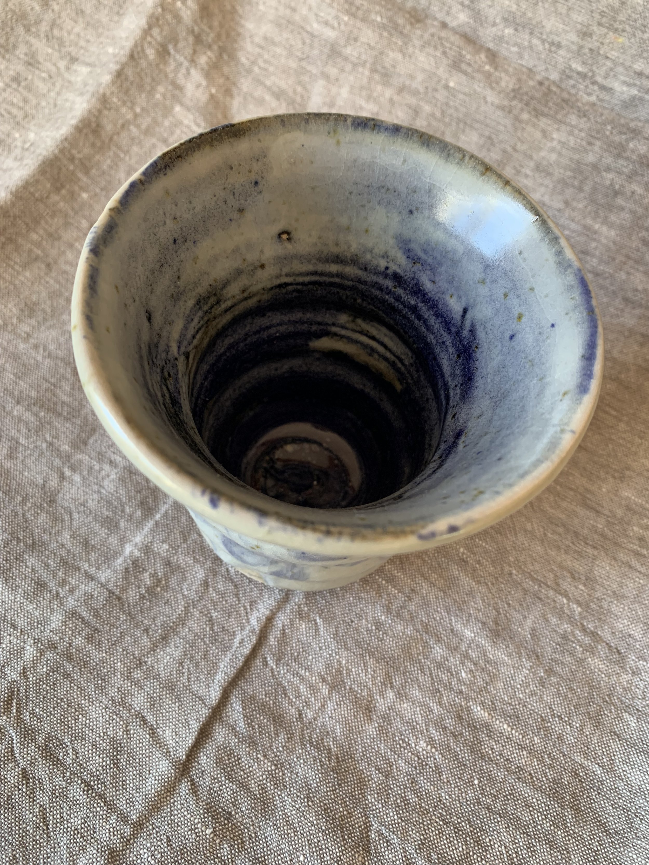 Vase, stoneware with slips, oxides, and glaze
