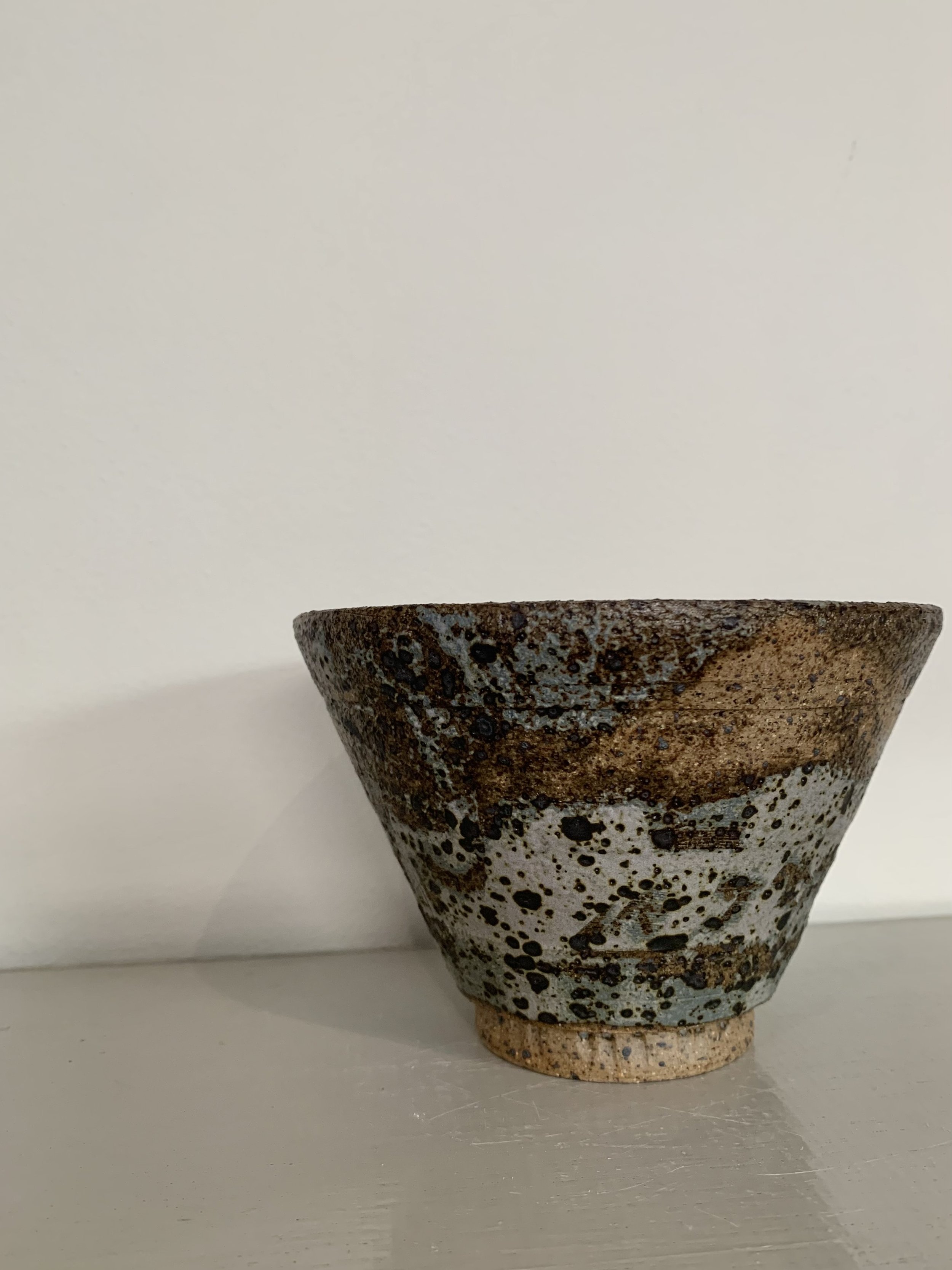 Medium footed bowl, reduction fired stoneware