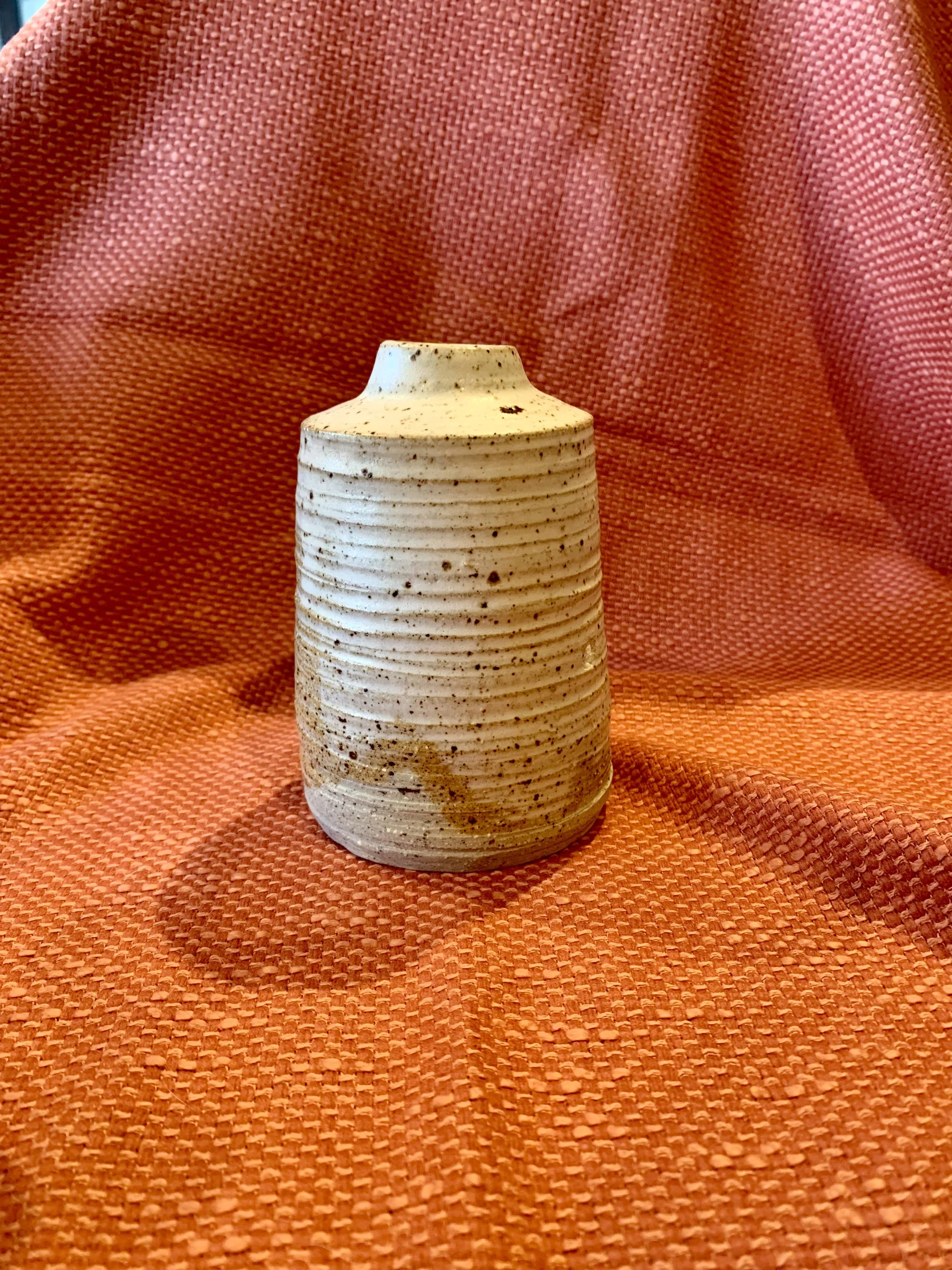 Thrown and textured stoneware vase