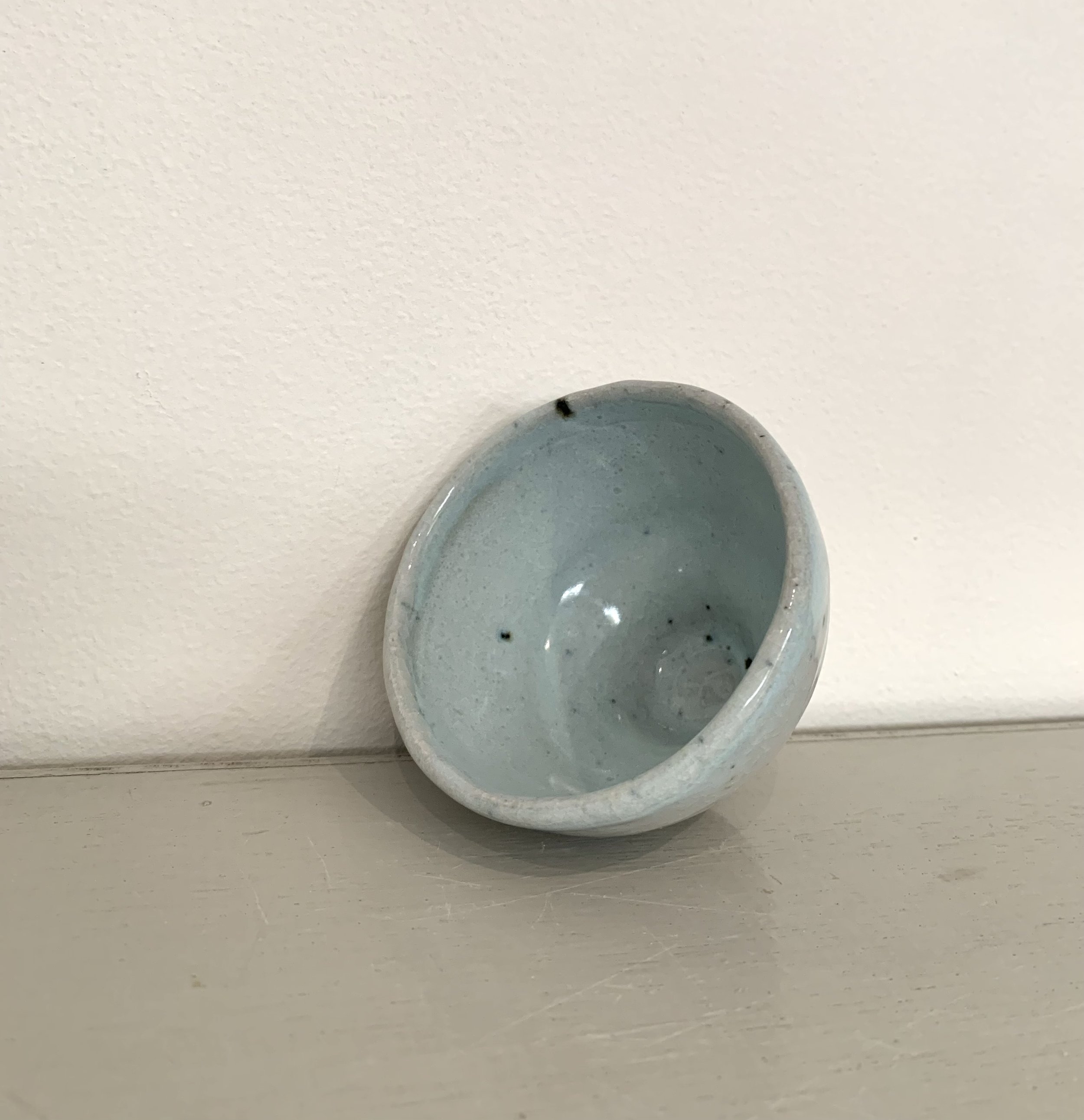 Small footed bowl, shino and ash glaze