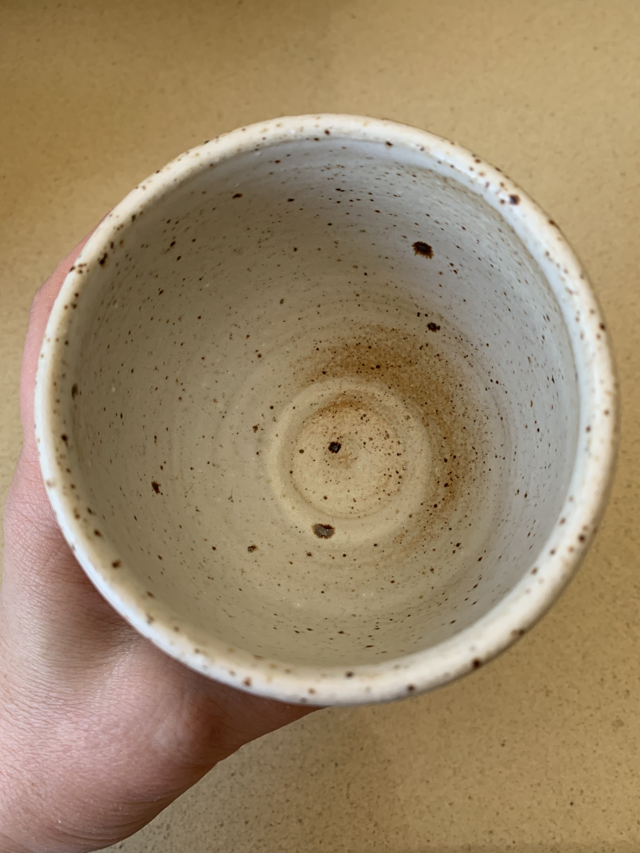 Stoneware cup, glaze incorporating reclaimed materials