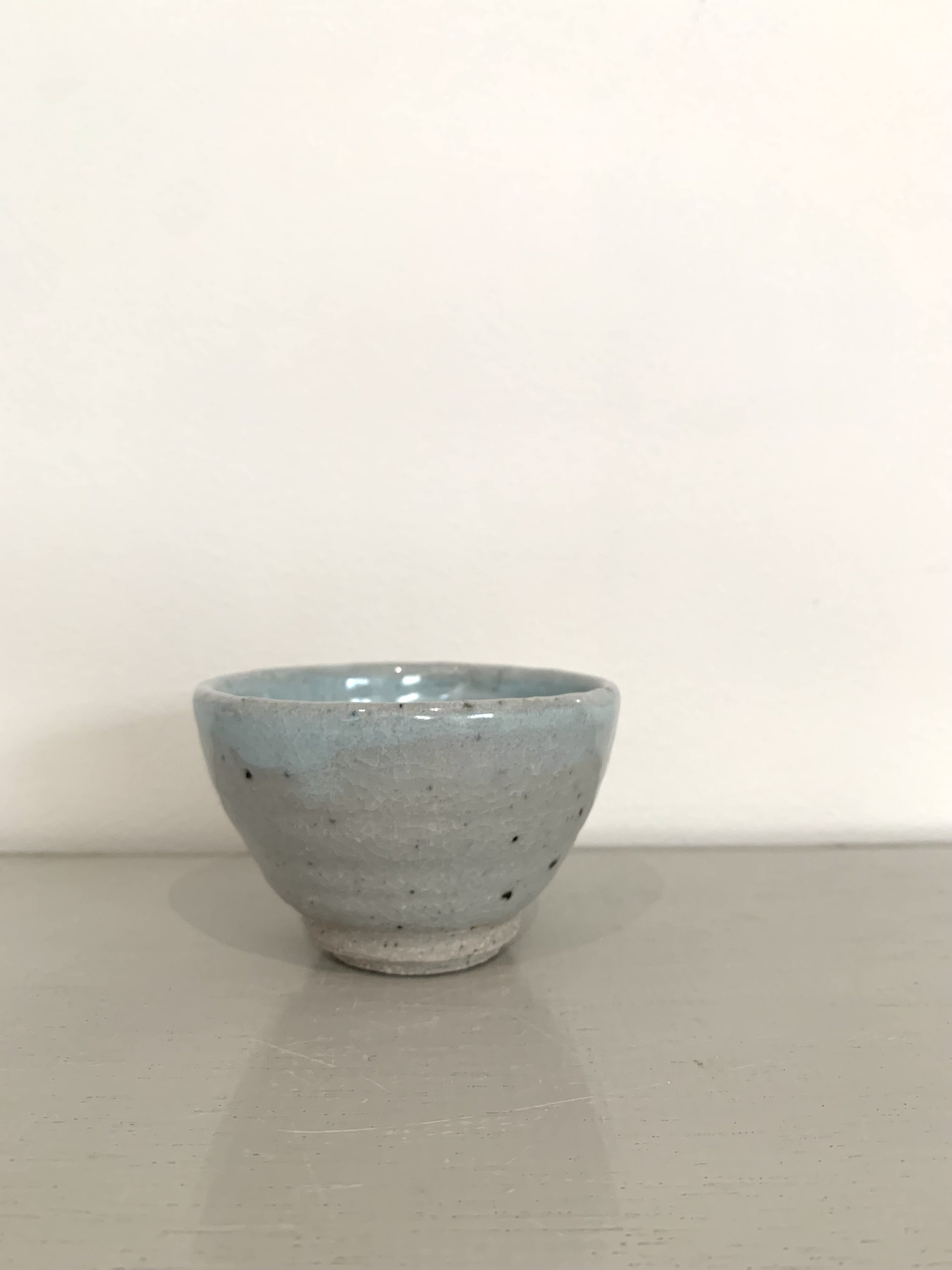 Small footed bowl, shino and ash glaze