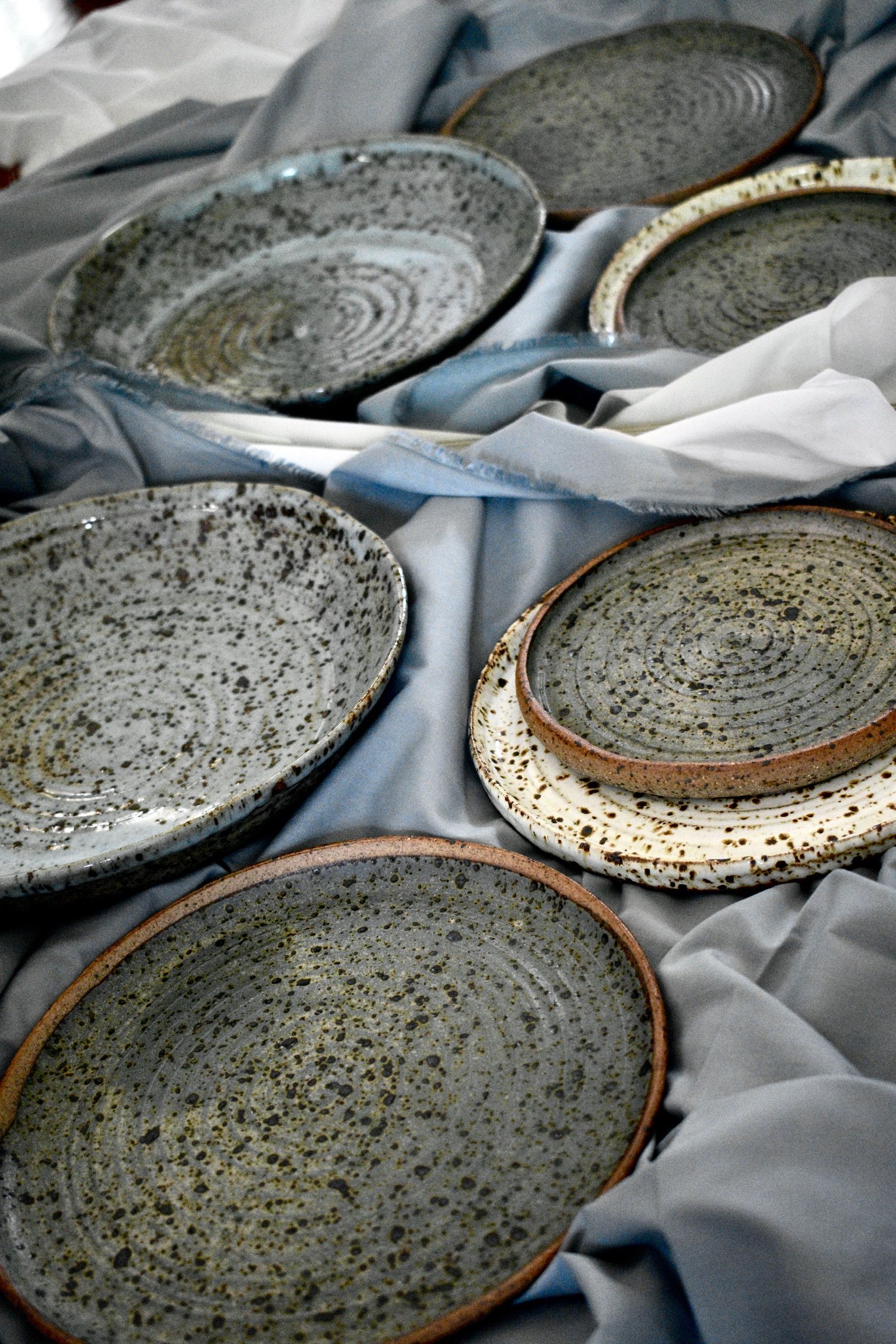 Plates, reduction fired stoneware