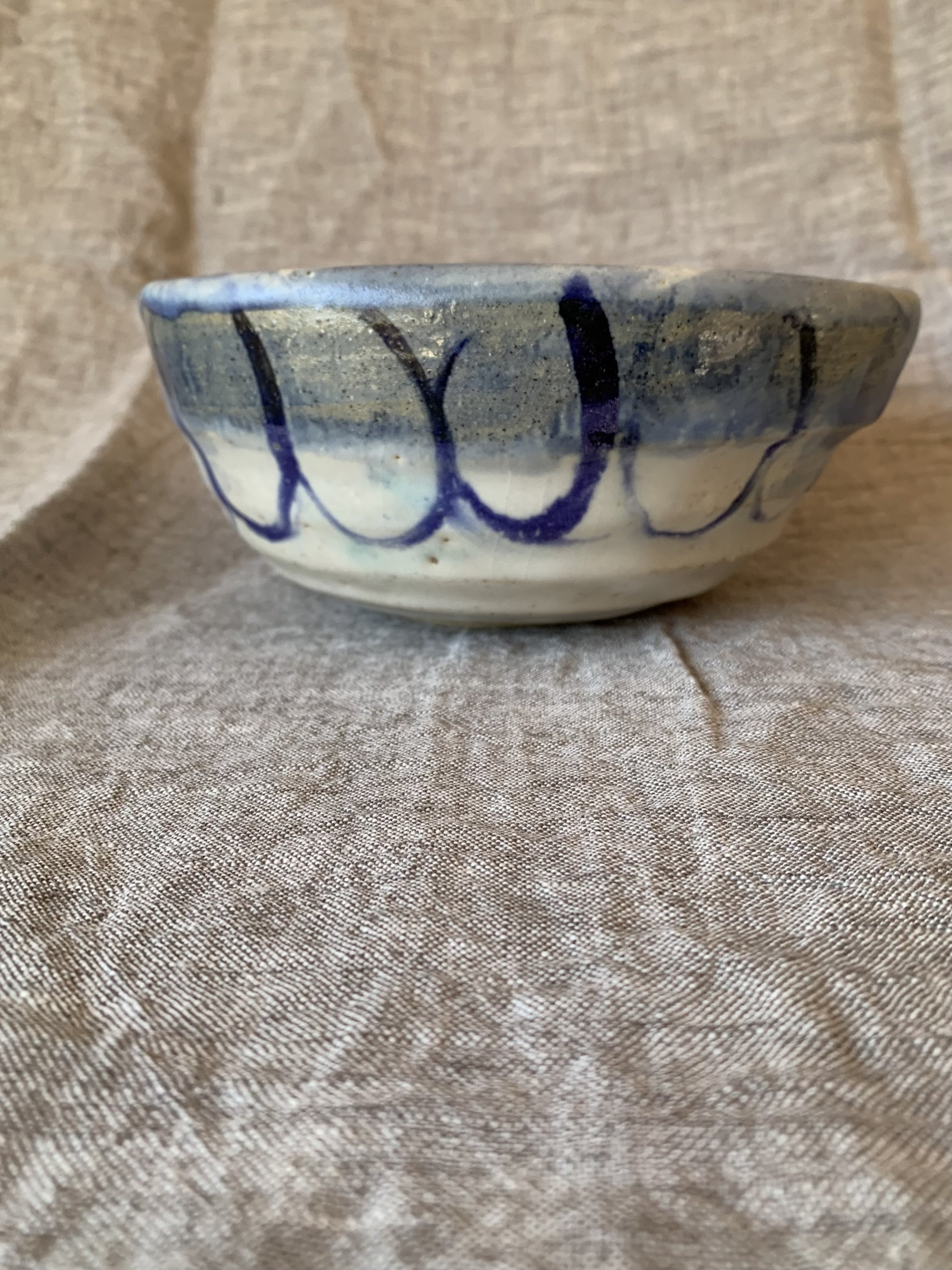 Bowl, stoneware with slips, oxides, and glaze.