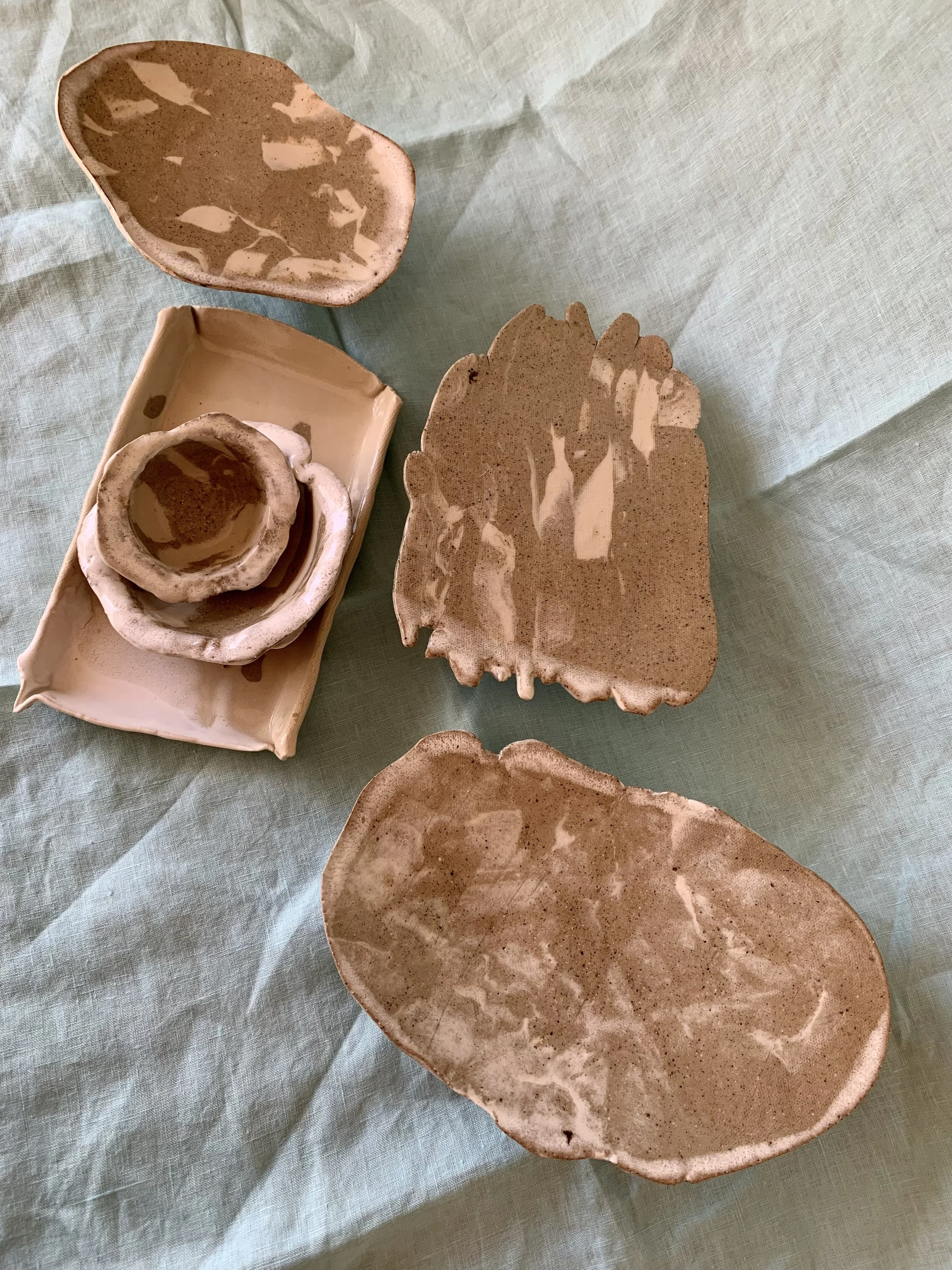 Collection of Nerikomi dishes