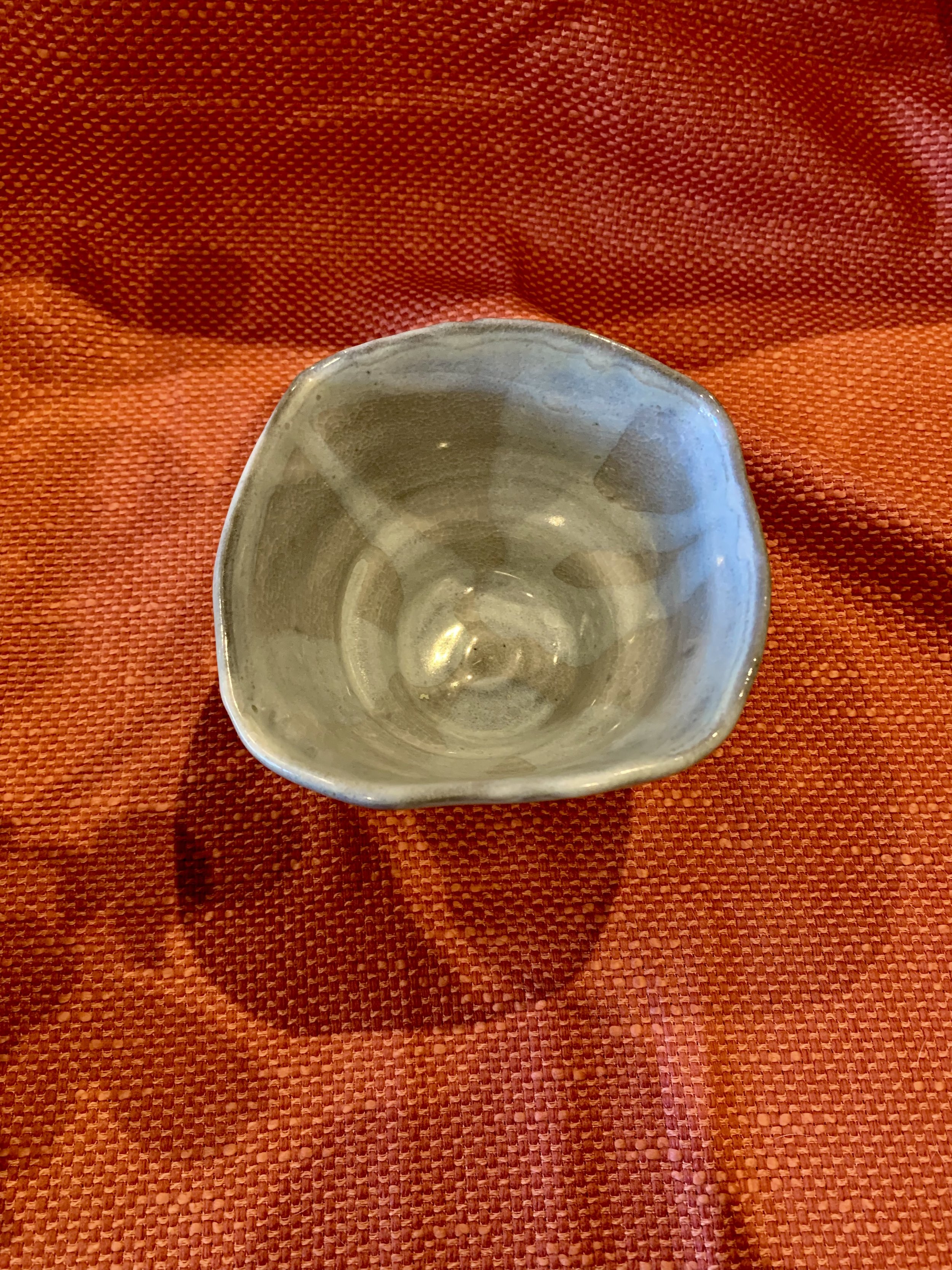 Medium footed bowl, shino and ash glazed stoneware