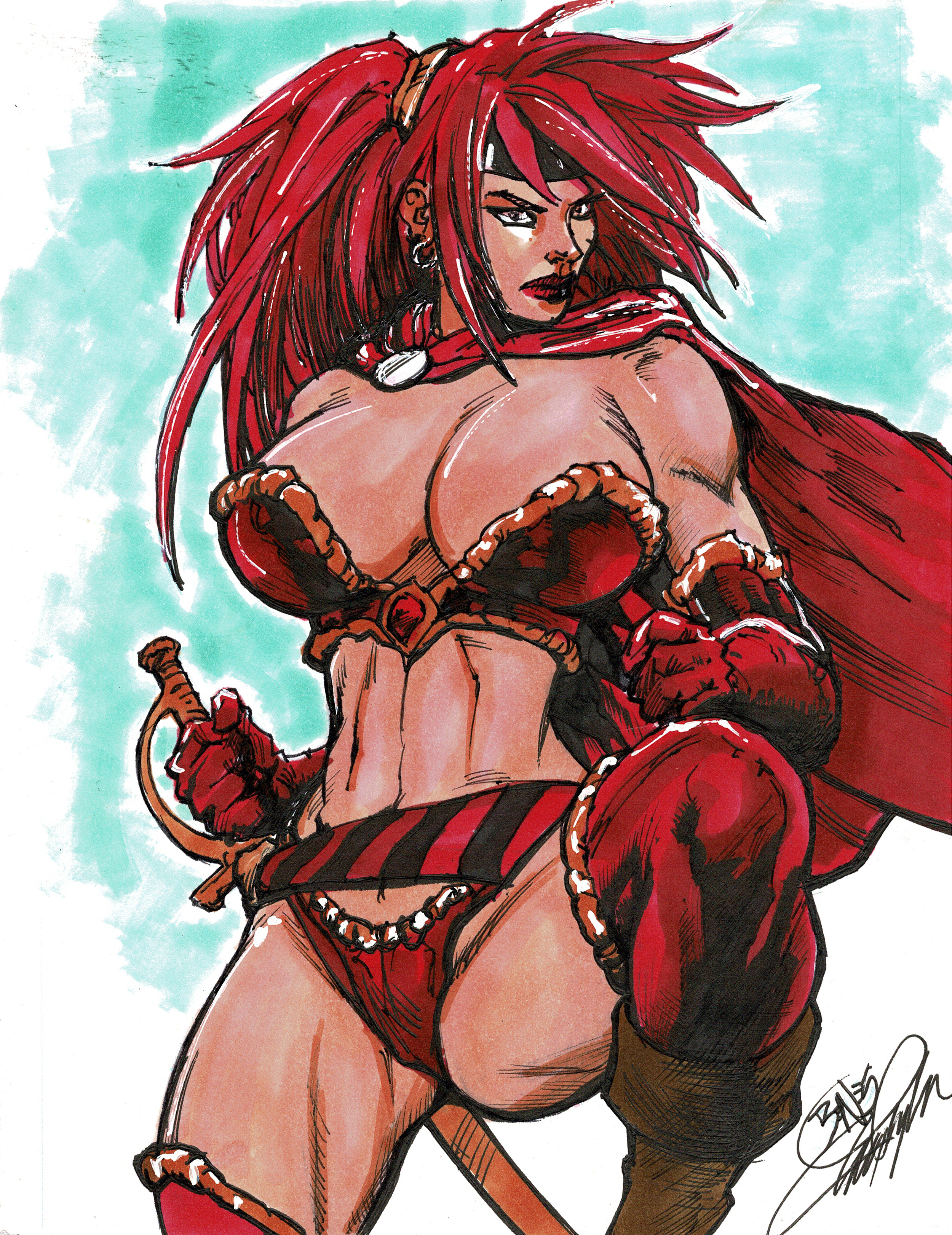 Red Monika (ink & color)
Benes pencils
