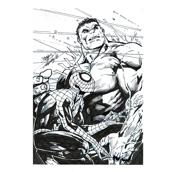 Marvel Ink Sketch - Spider-Man & Hulk Art by Jay Taylor — On the Square ...
