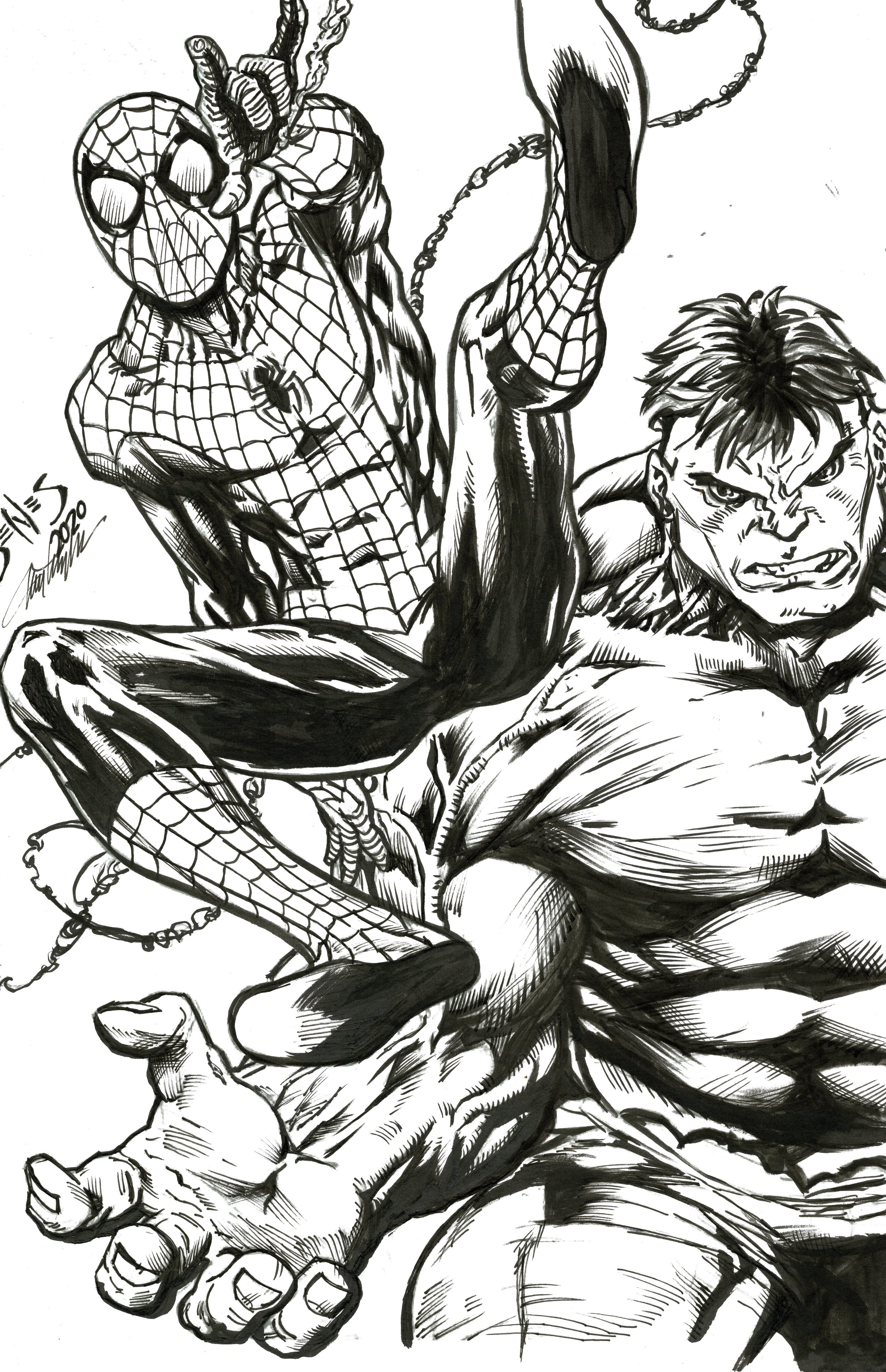 Spider-man & Hulk (ink)
Benes pencils