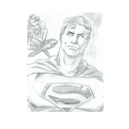 Superman & Mr. Mxyzpltk (pencil) 11"x17"
