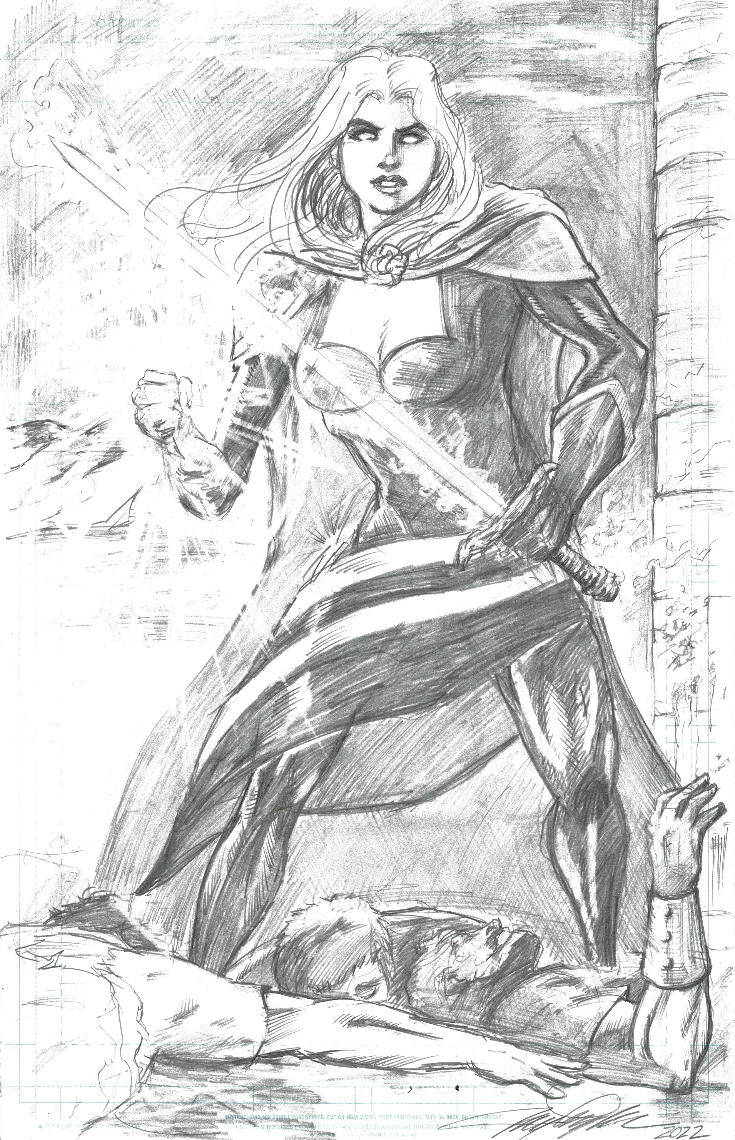 Exclusive Medieval Lady Death 11 x 17 Pencil Sketch by Jay Taylor — On ...