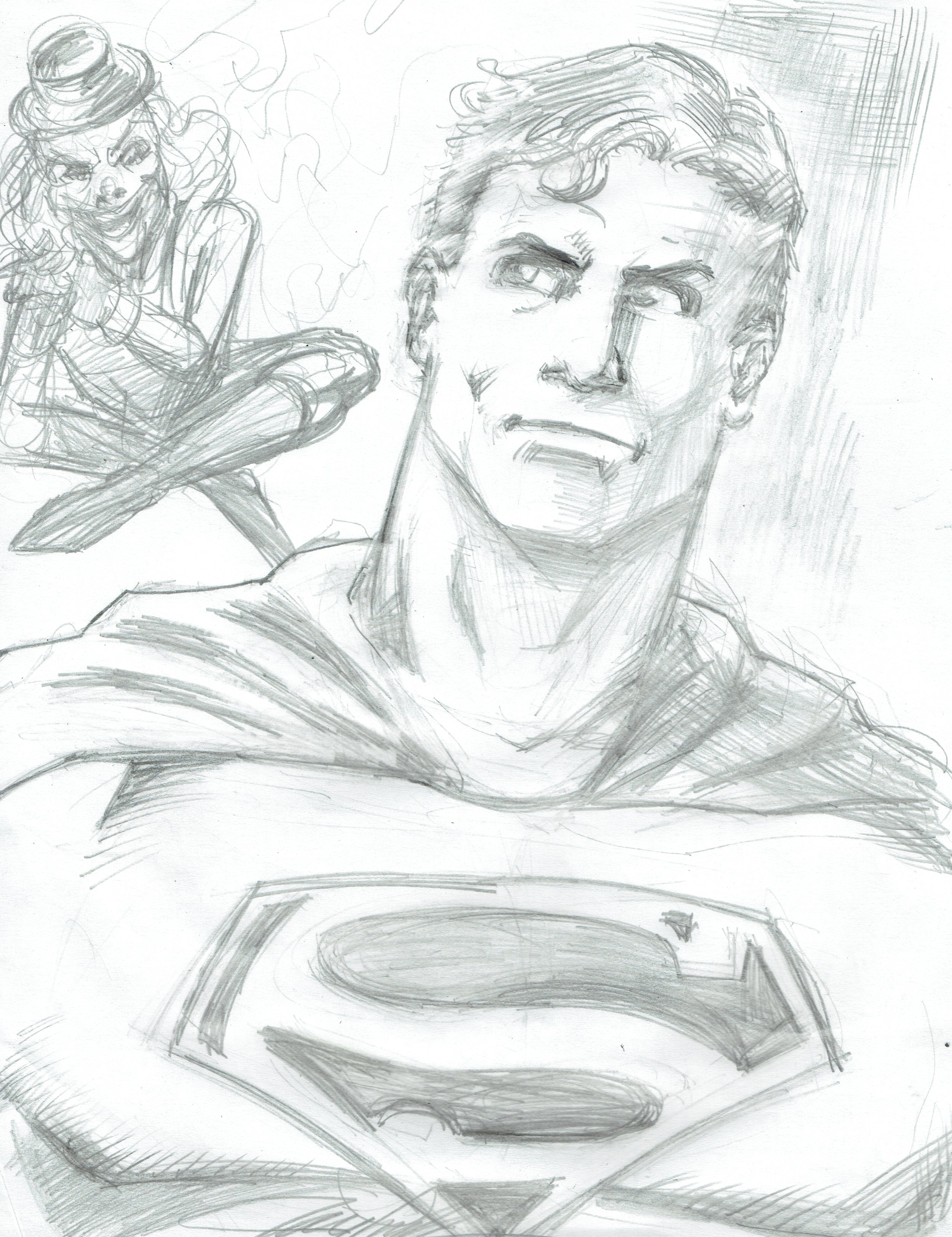 Superman & Mr. Mxyzpltk (pencil)