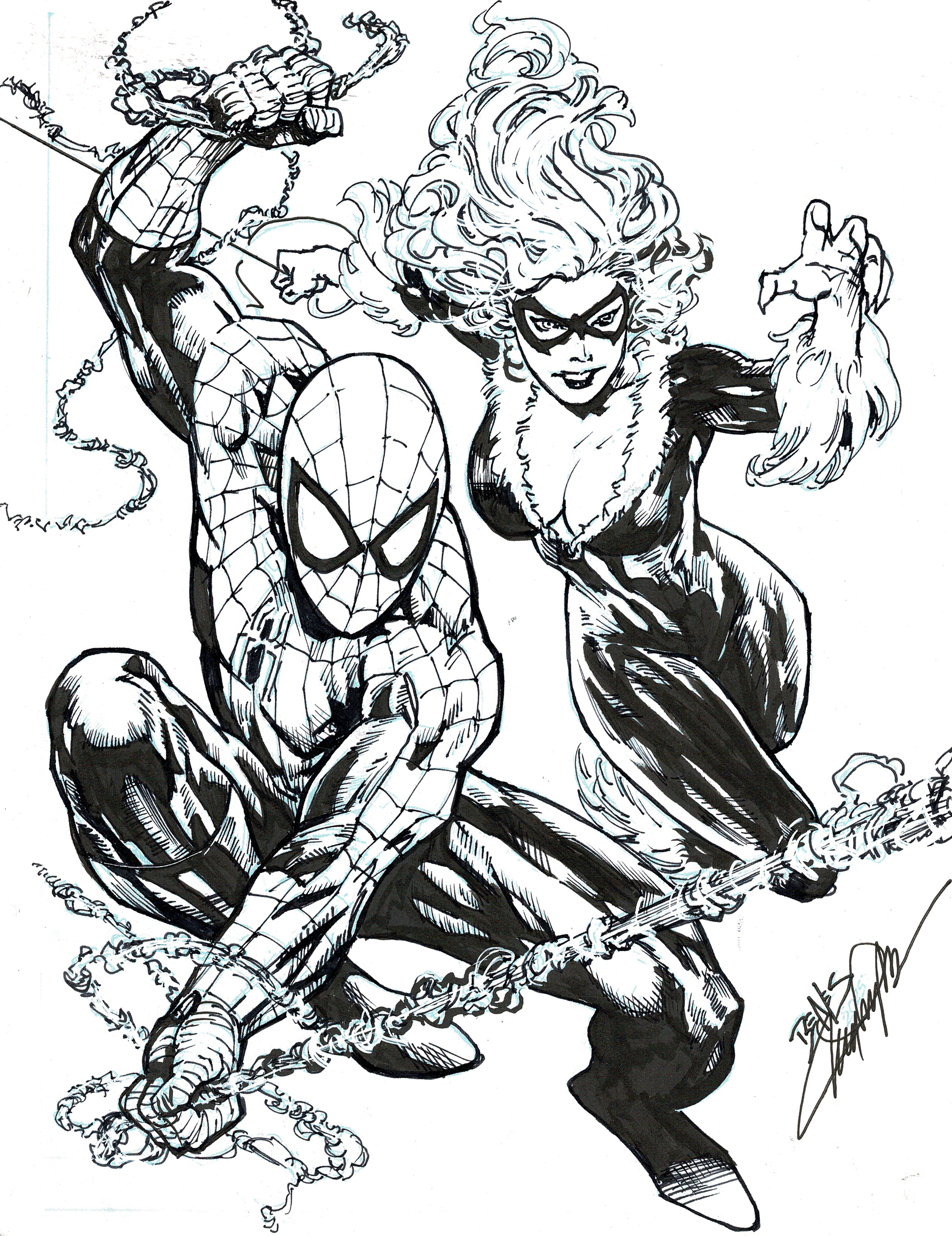 Benes Spiderman & Black Cat 2 (inks).png