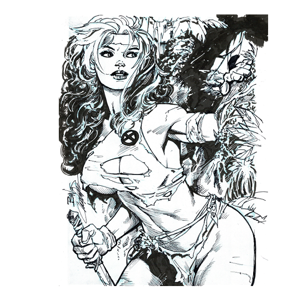Marvel Rogue Ink Sketch by Jay Taylor - Unique 8.5x11 Art — On the ...