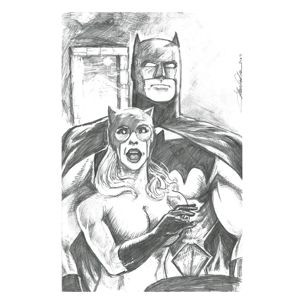 Bat & Cat (pencil) 11"x17"