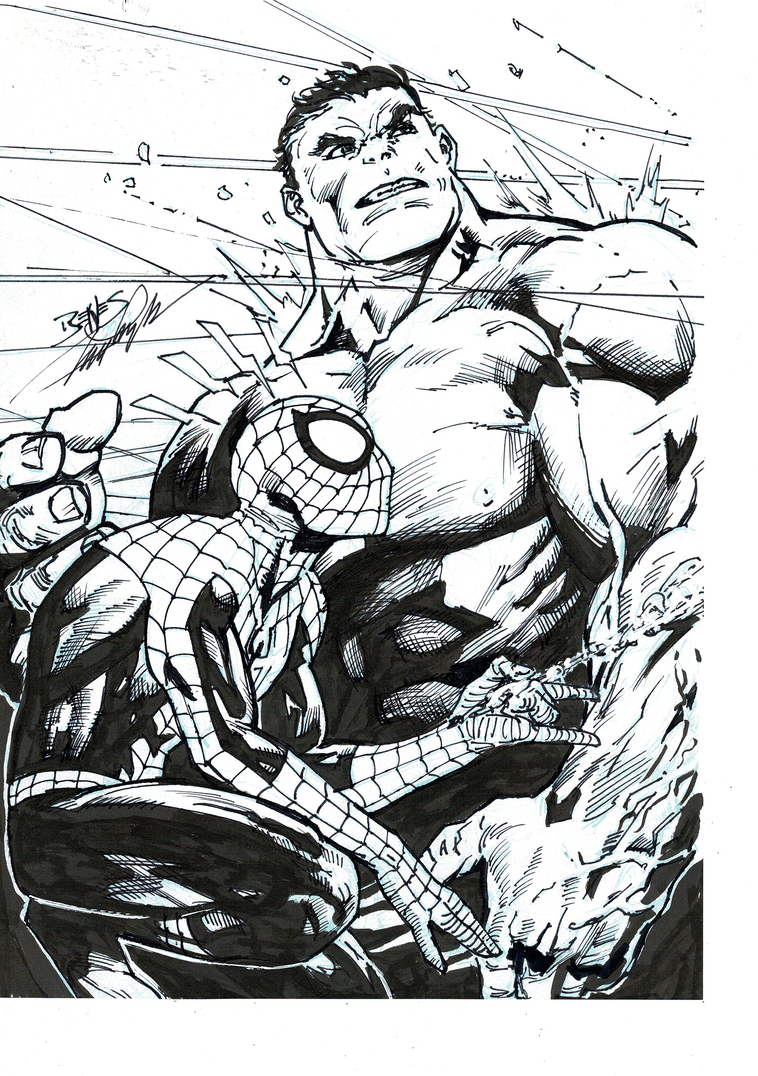 Benes Spiderman & Hulk 2 (inks).png