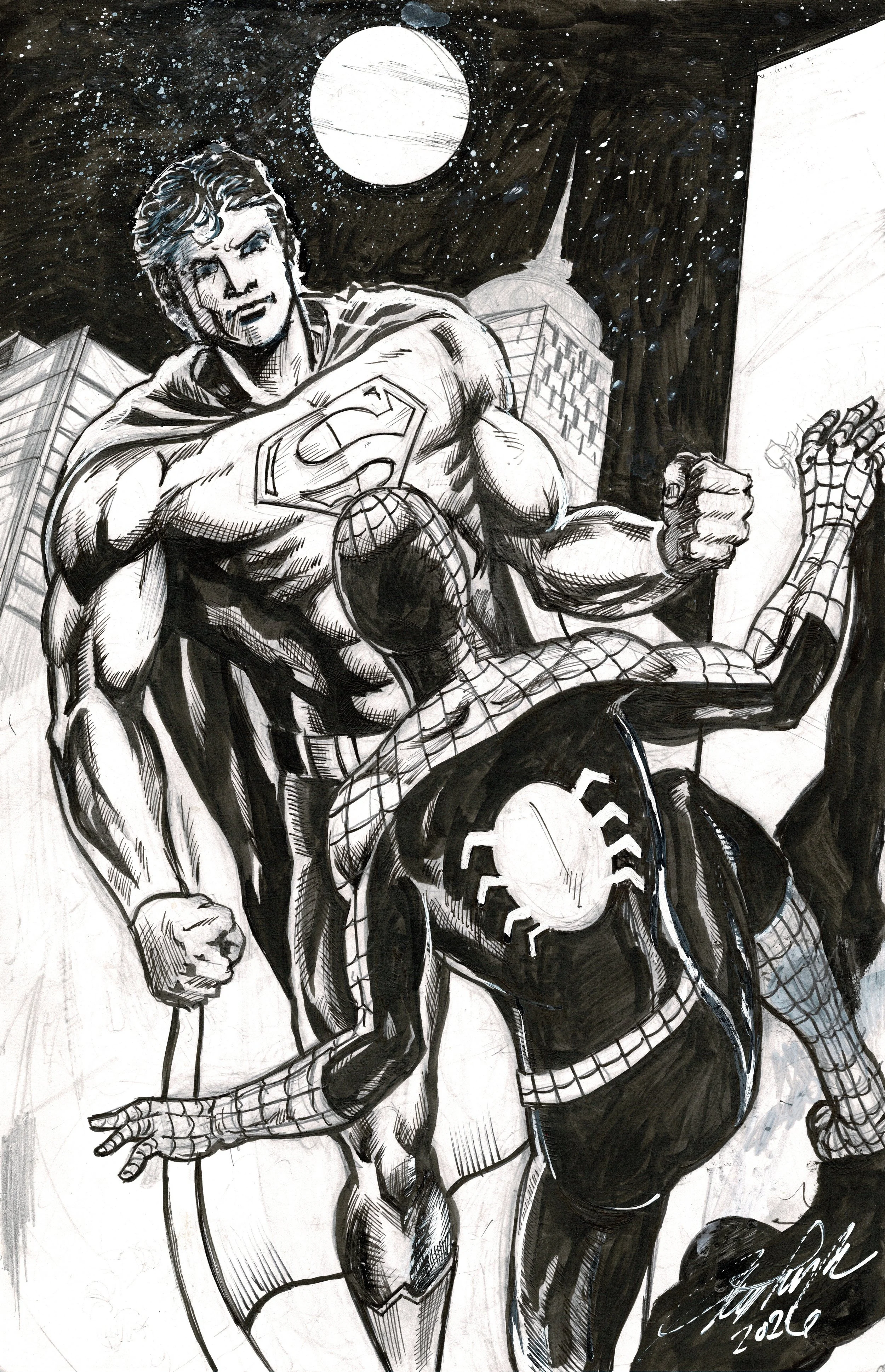 Superman and Spiderman (inks).jpg