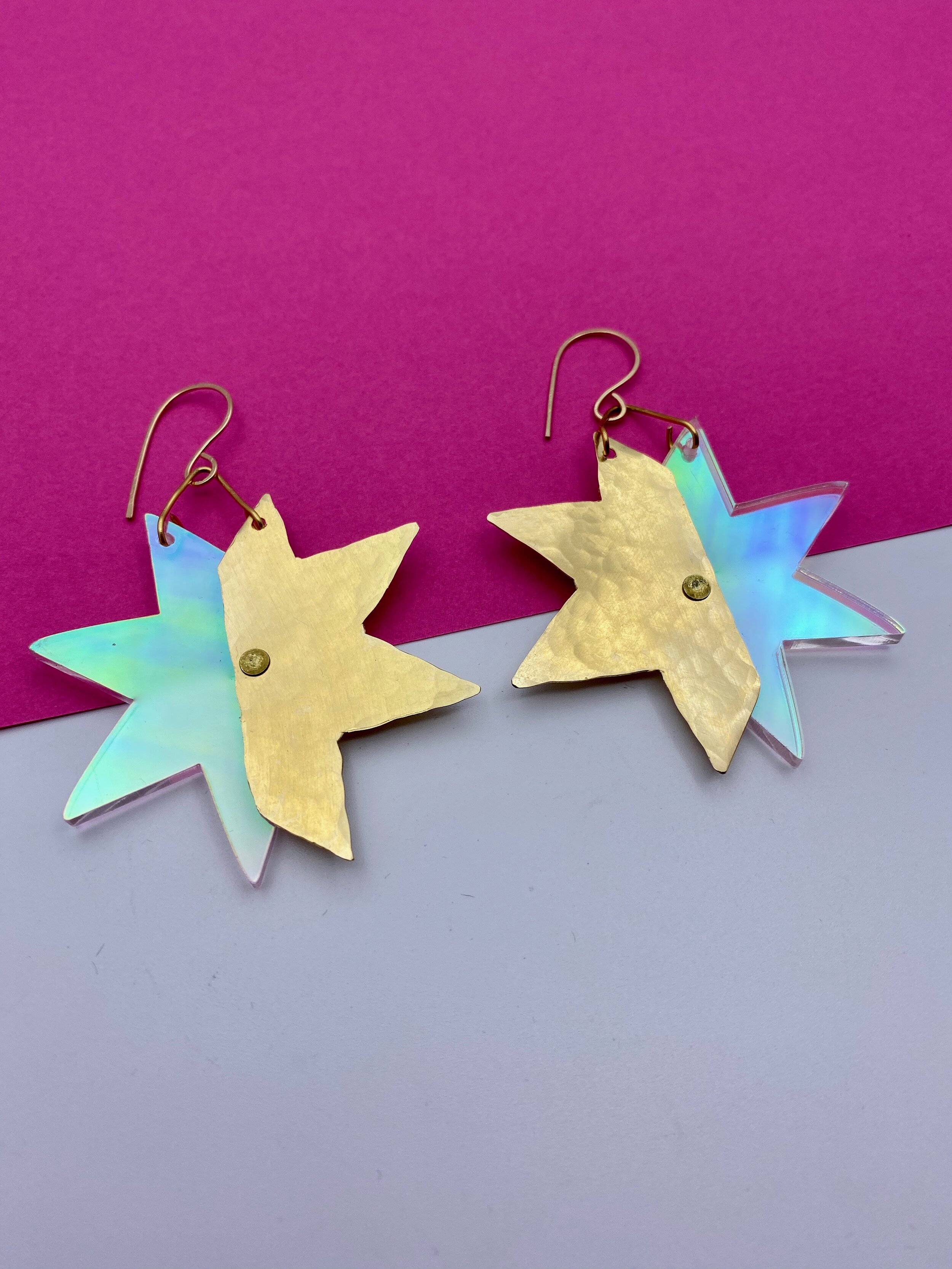 Dear Elaan Lucite and Brass Camilla Starburst Armor Earrings