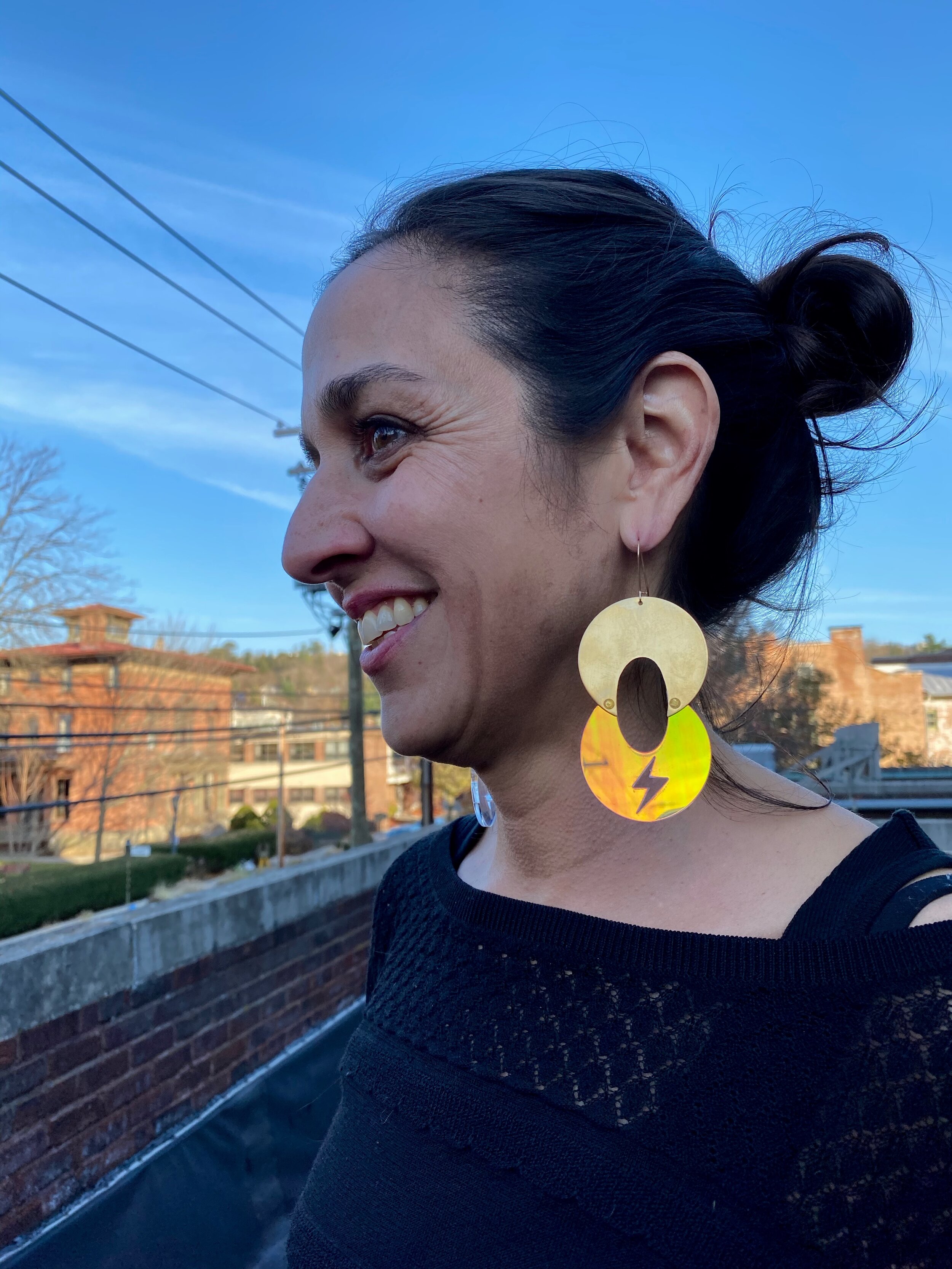Penelope Lucite Lightning Earrings Iridescent