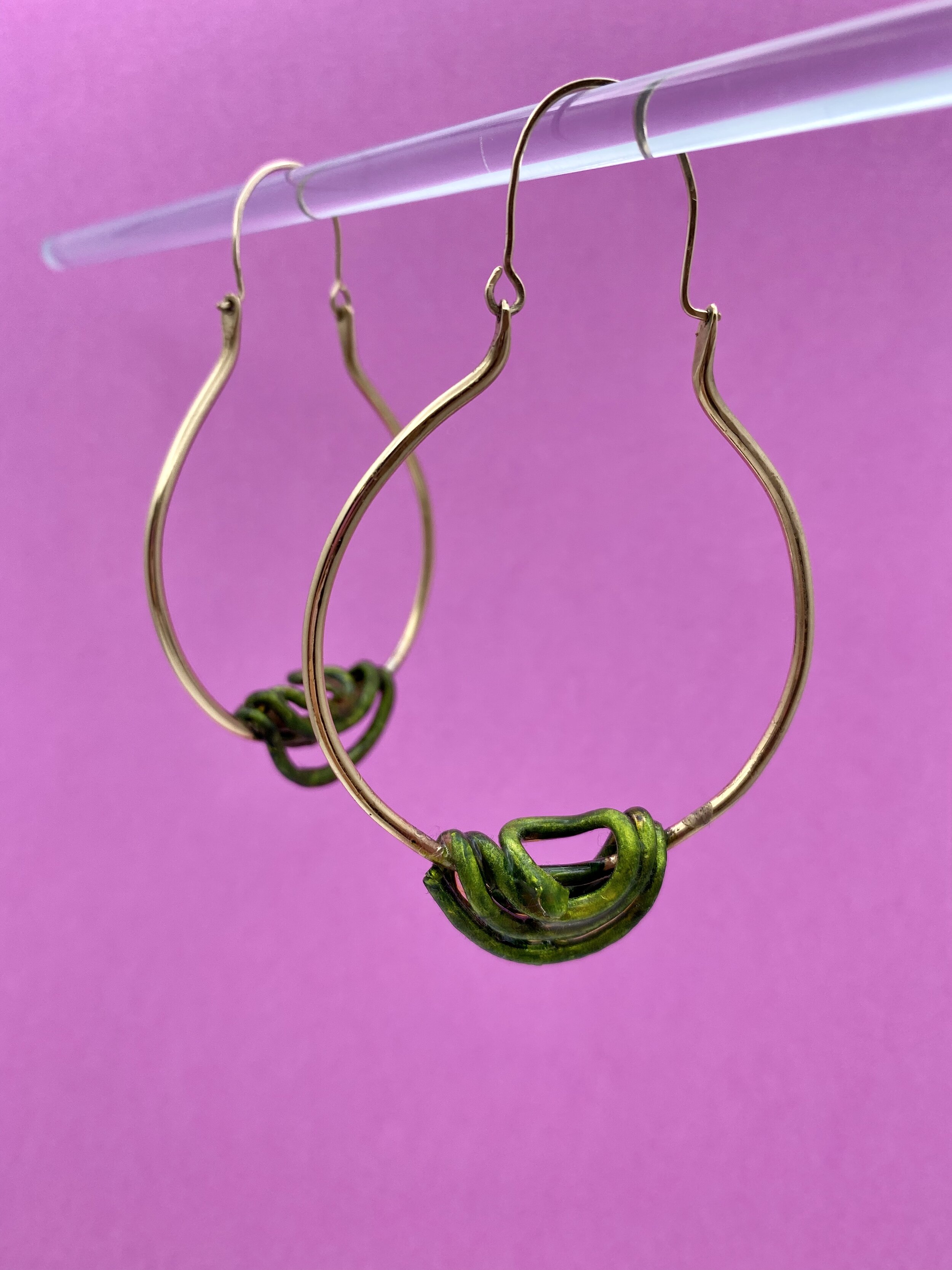 Green snake earrings
