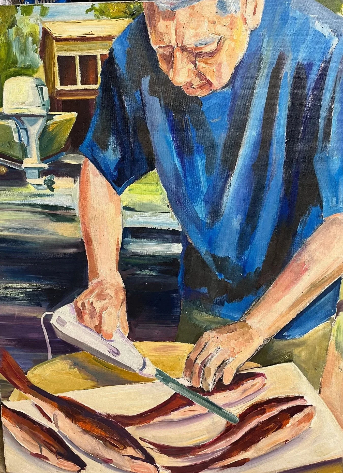 Cleaning the Day’s Catch - 30 in x 40 in, $995