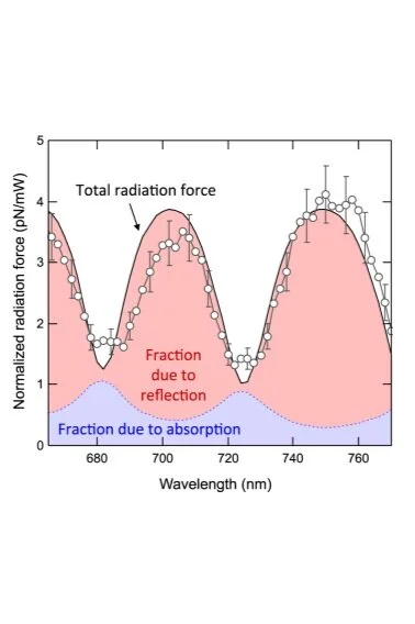 Measurement of wavelength-dependent radiation pressure from photon reflection and absorption due to thin film interference