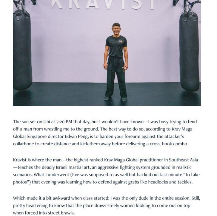 Have you guys checked out our feature on an article in @ricemedia.co?! It's pretty fun!⁠
It also mentions one of our dedicated students who.. I quote.. &quot;had thighs and arms as thick as pythons&quot; 😂⁠
⁠
⁠
---⁠
www.kravist.sg⁠
⁠
#kravist #kravi