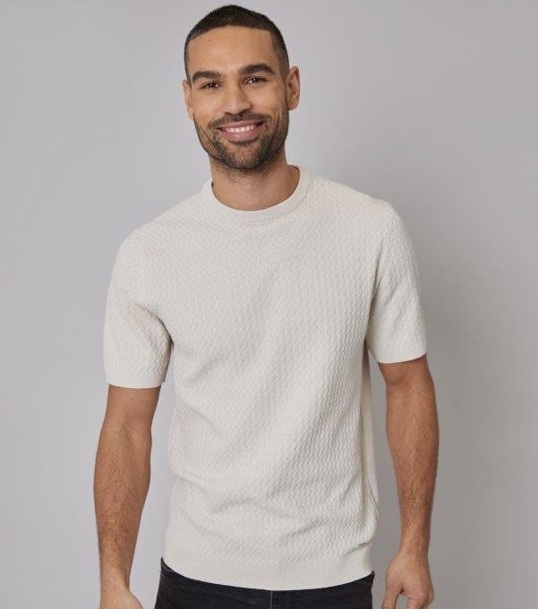 CARRY ON ARCADE "Bresslaw" Premium Textured Crew Knit Top- STONE