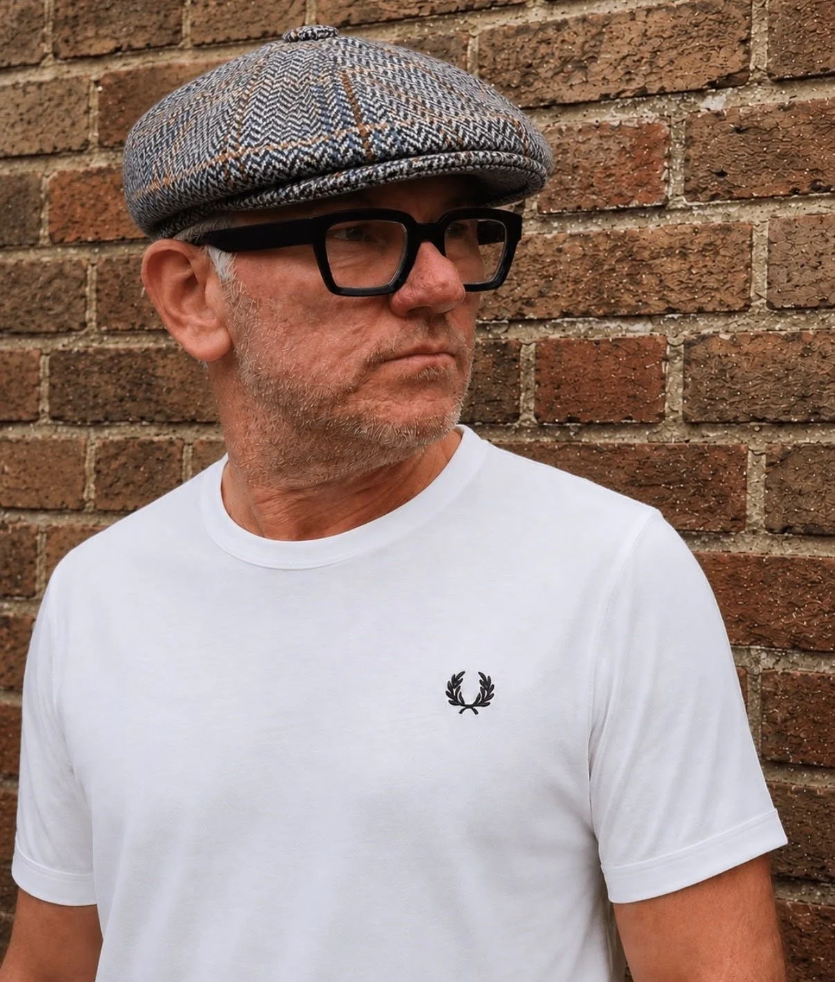 "ROLL MOP" Herringbone Baker Boy Cap- GREY