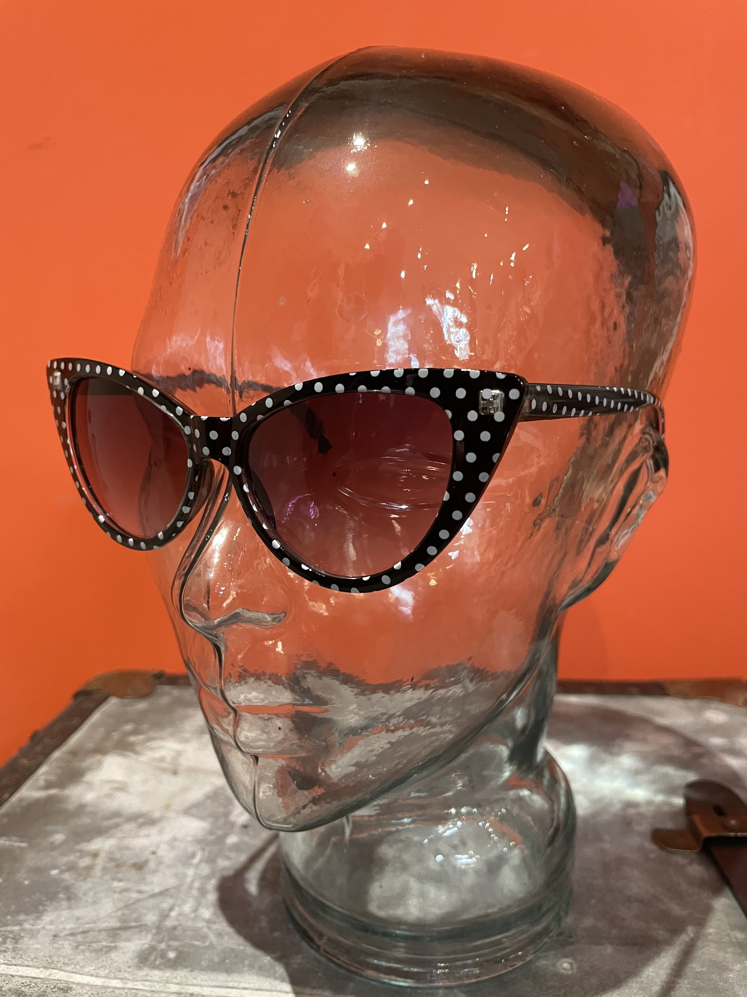 MISS ARCADE SHADES "Dotty" Polka-Dot Cats Eye Sunglasses- BLACK