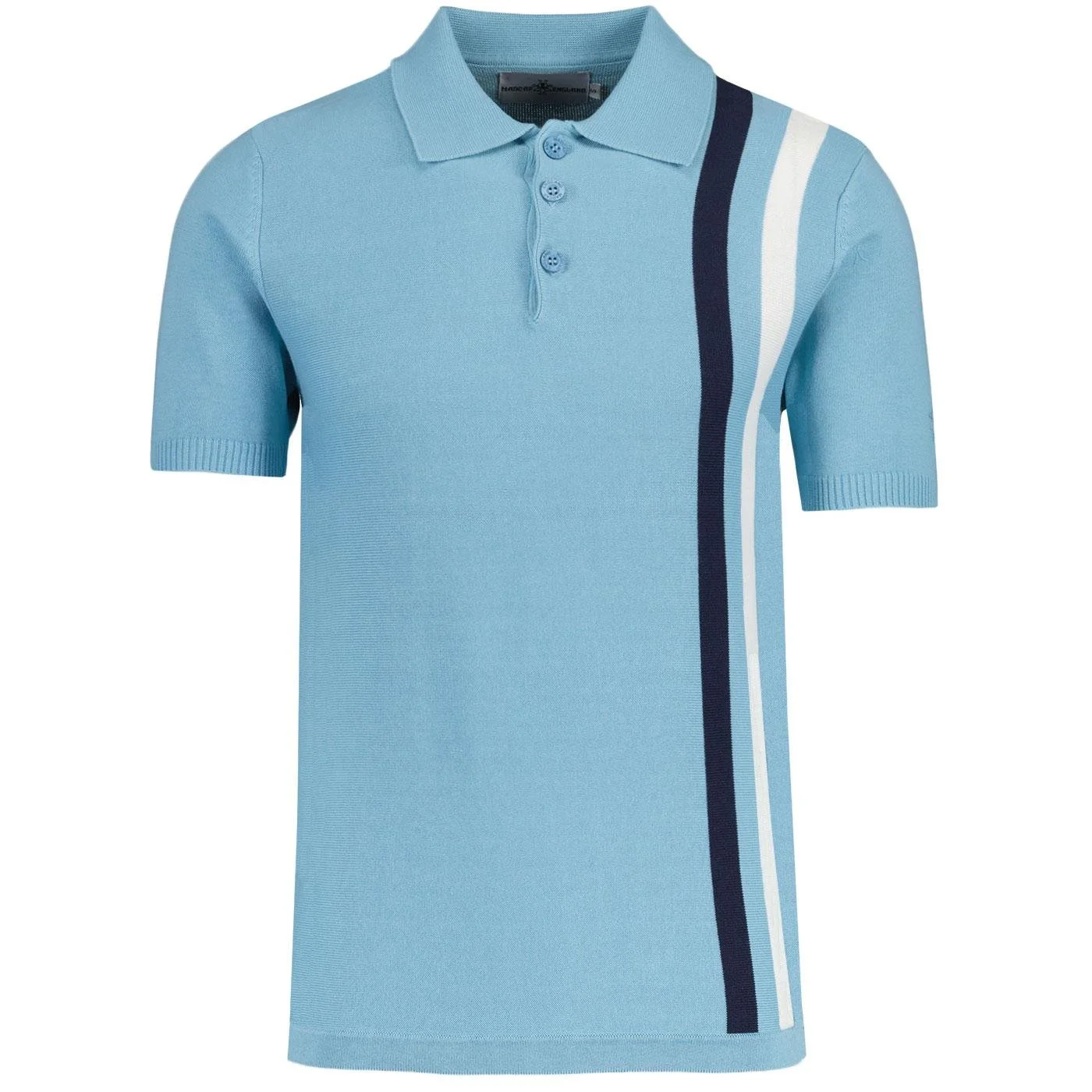 MADCAP Racing-Stripe Knit Polo- AIR BLUE