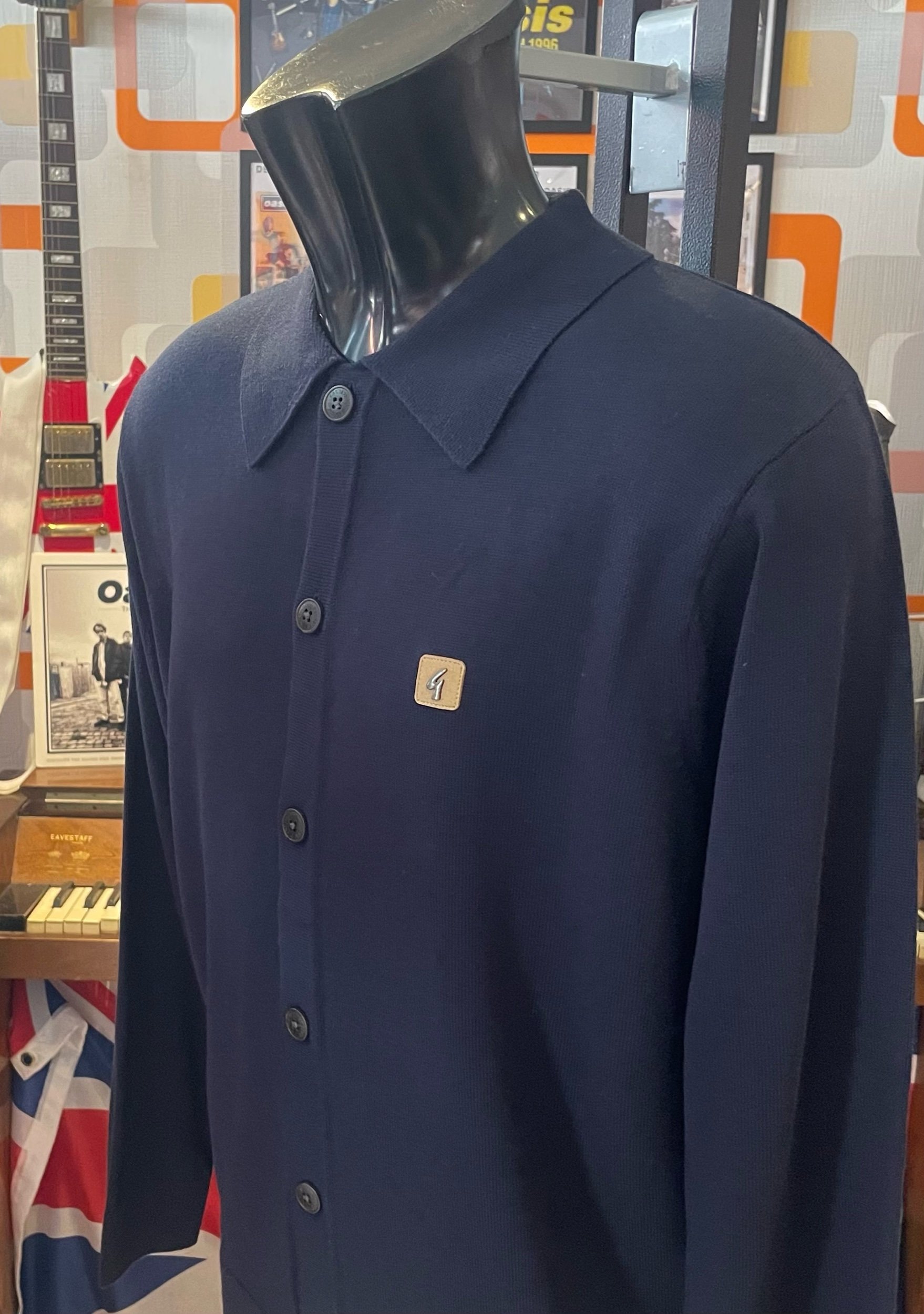 GABICCI VINTAGE "Azima" Btn-Thru Cardigan- NAVY