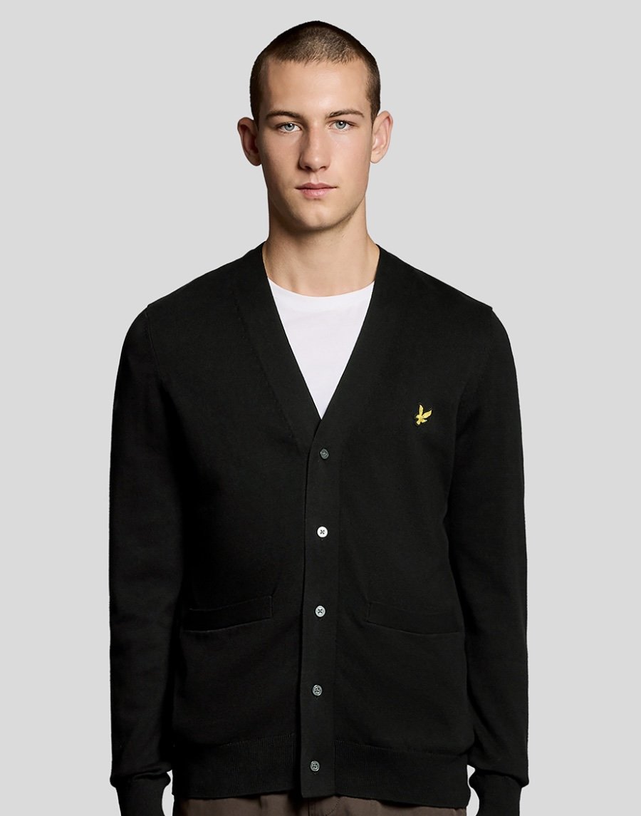LYLE & SCOTT Vee-Neck Cardigan- BLACK