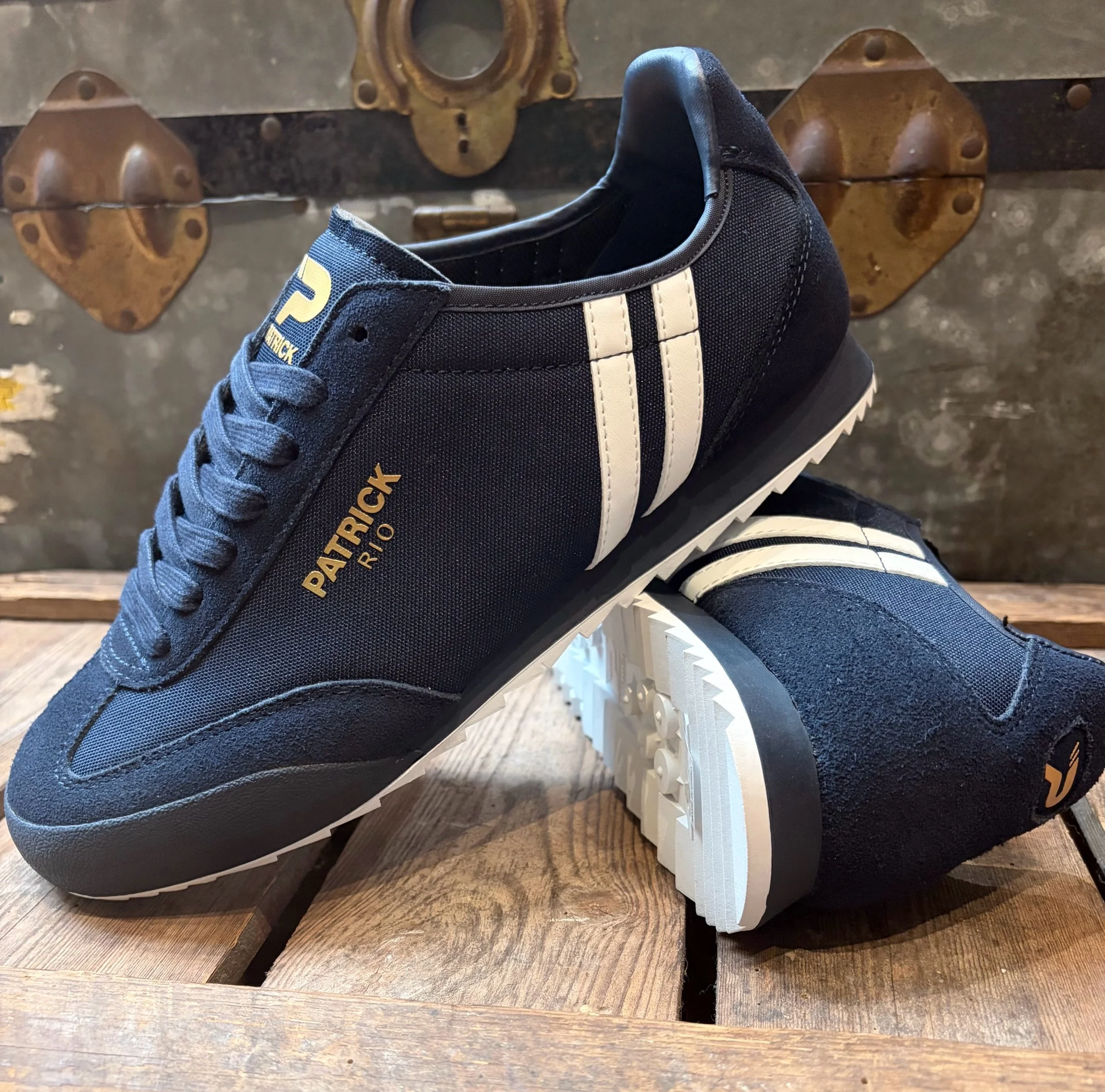 PATRICK "Rio" Premium Suede Trainers-NAVY/WHITE