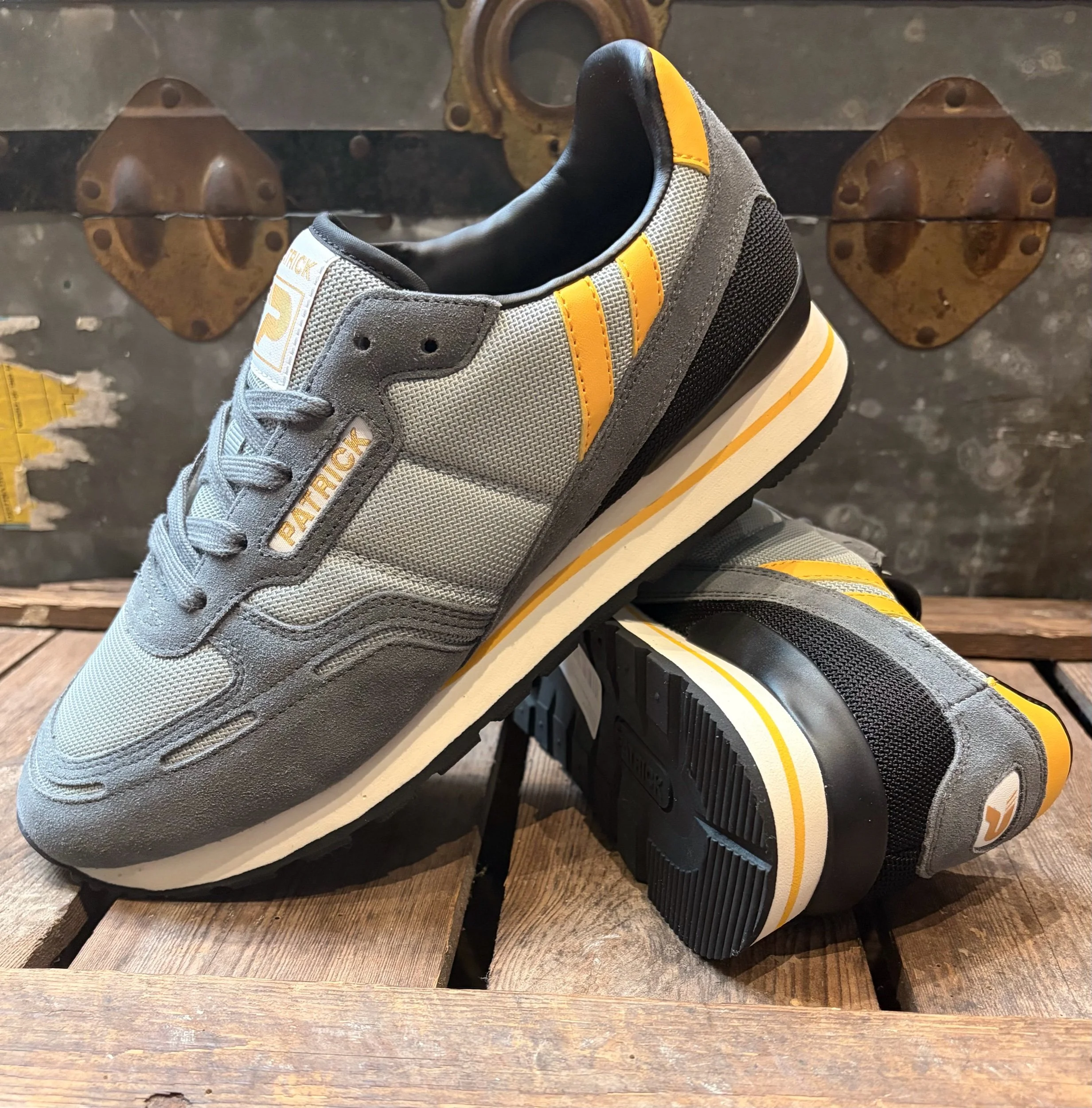 PATRICK "Bronby" Premium Running Shoes-GREY/YELLOW