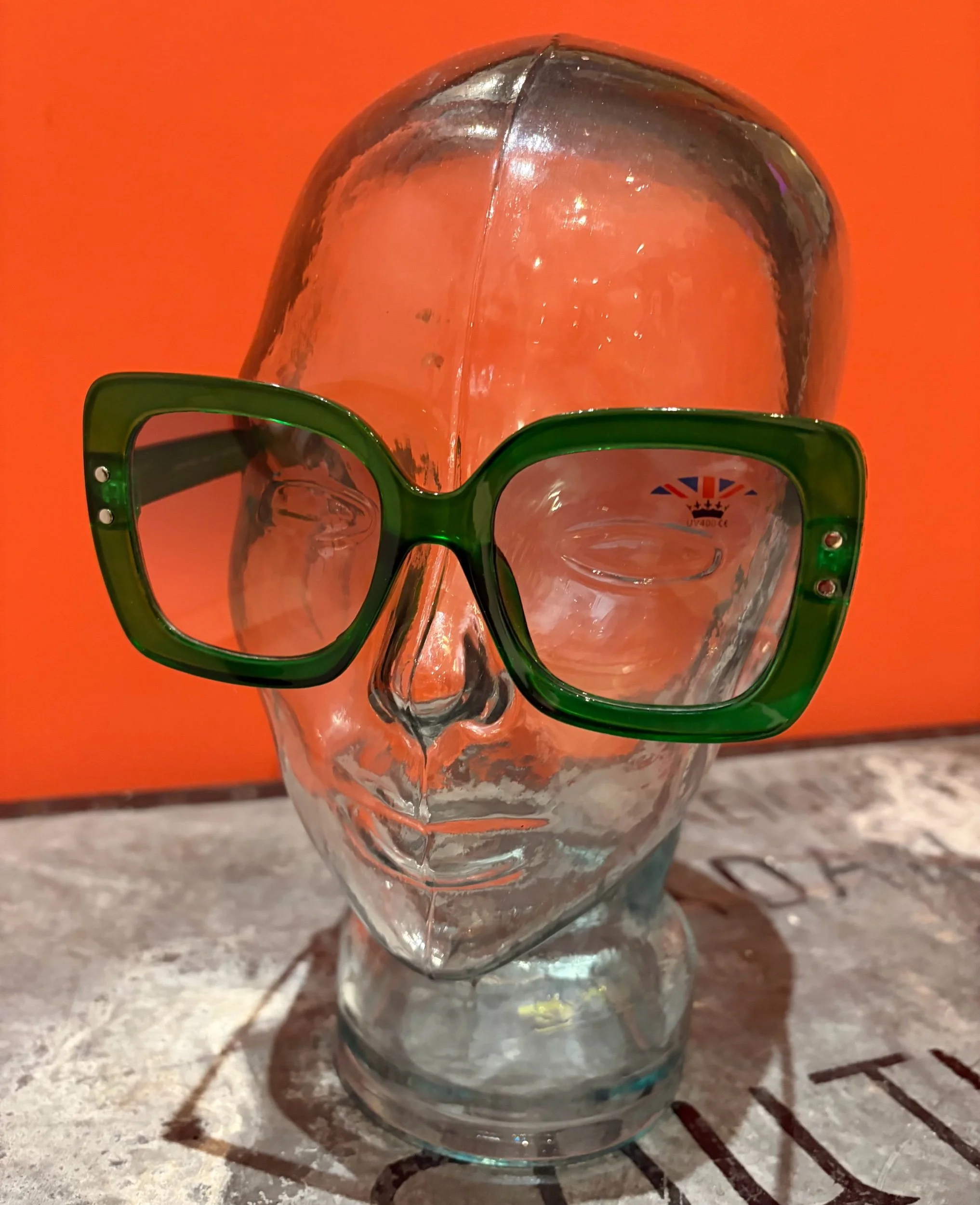 MISS ARCADE SHADES "Kate" Chunky Retro Sunglasses- GREEN