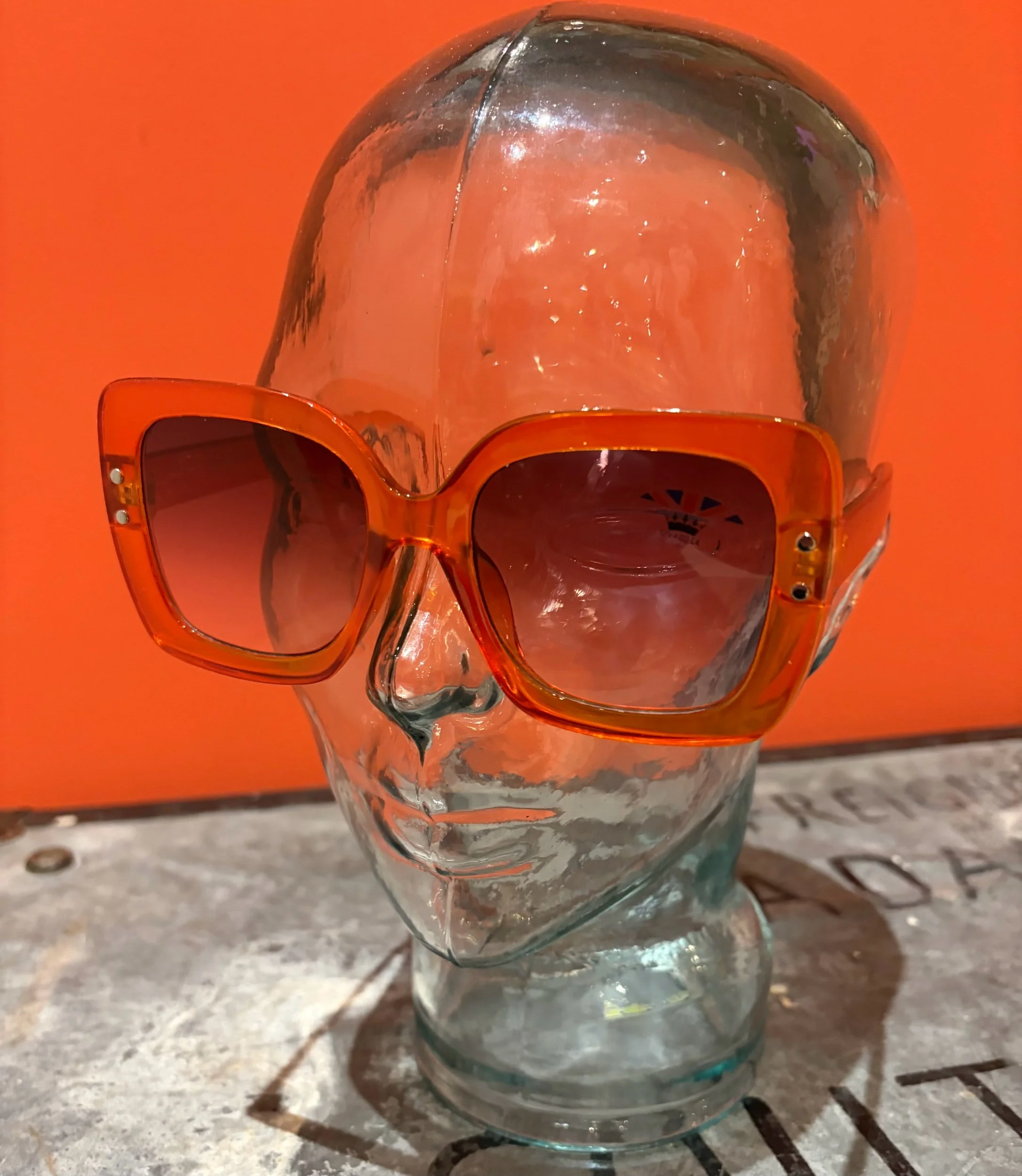 MISS ARCADE SHADES "Kate" Chunky Retro Sunglasses- ORANGE