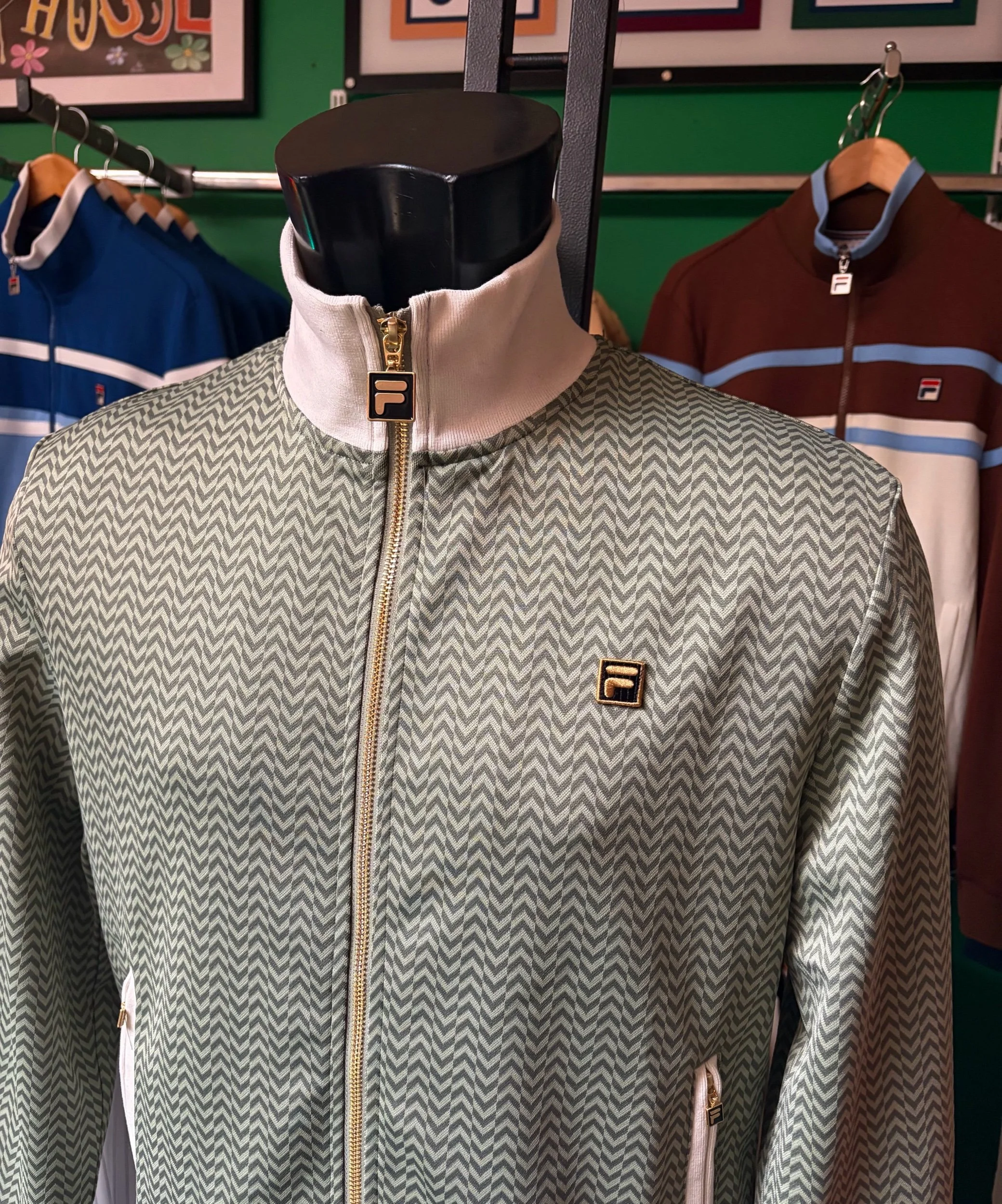 FILA GOLD Premium Geometric Tracktop- SEA FOAM
