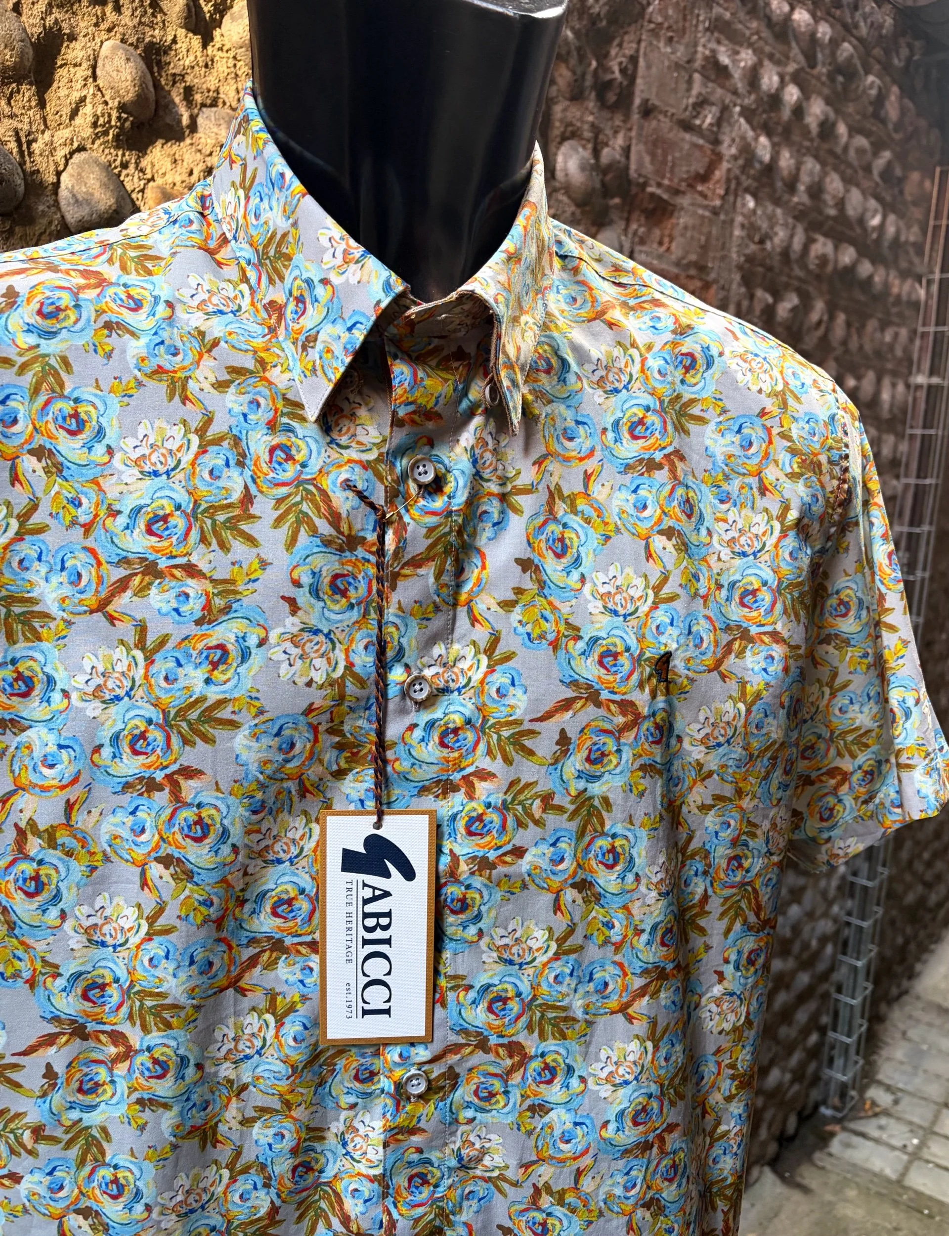 GABICCI COLLEZIONE S/S Floral Print Shirt - SKY BLUE