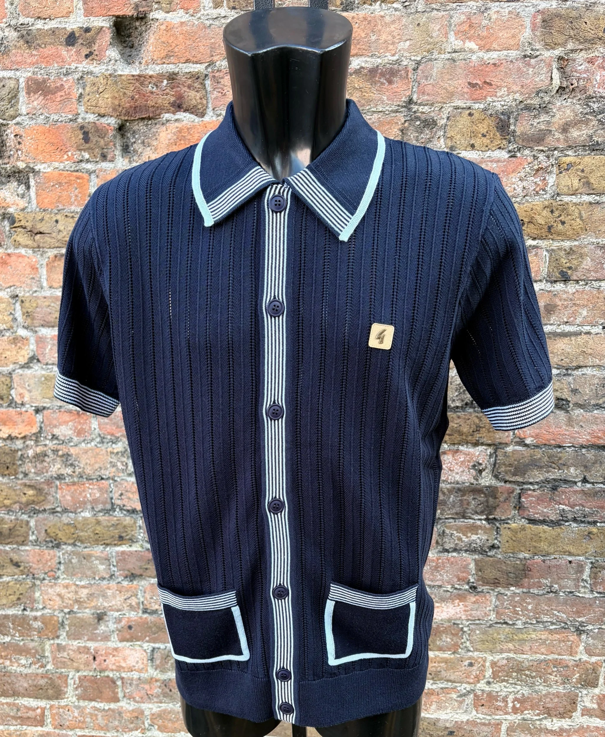GABICCI VINTAGE "Carter" S/S Yardie-Cardie - NAVY