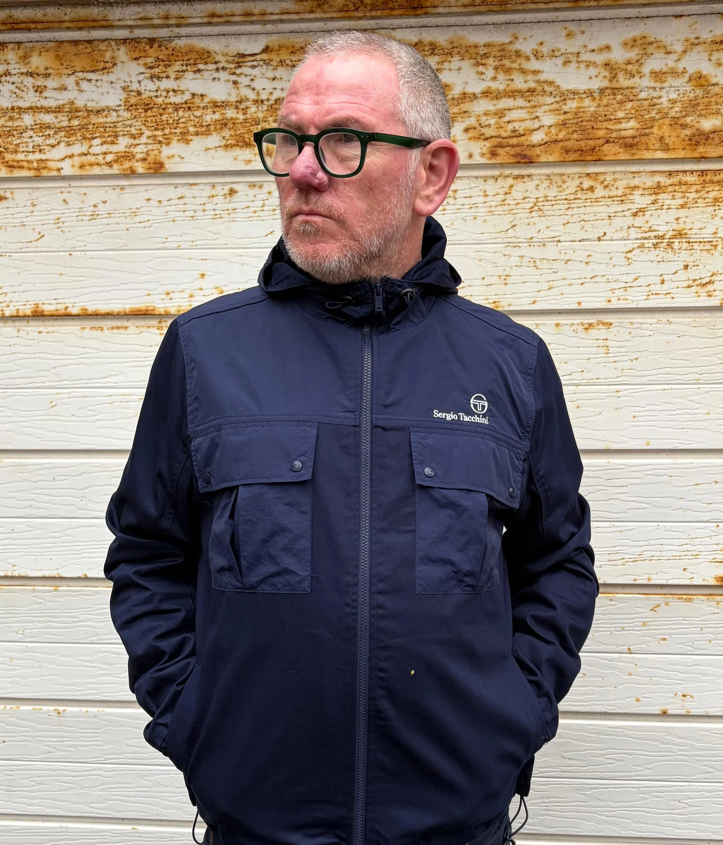 SERGIO TACCHINI Cotton-Twill Hooded Terrace Jacket- NAVY