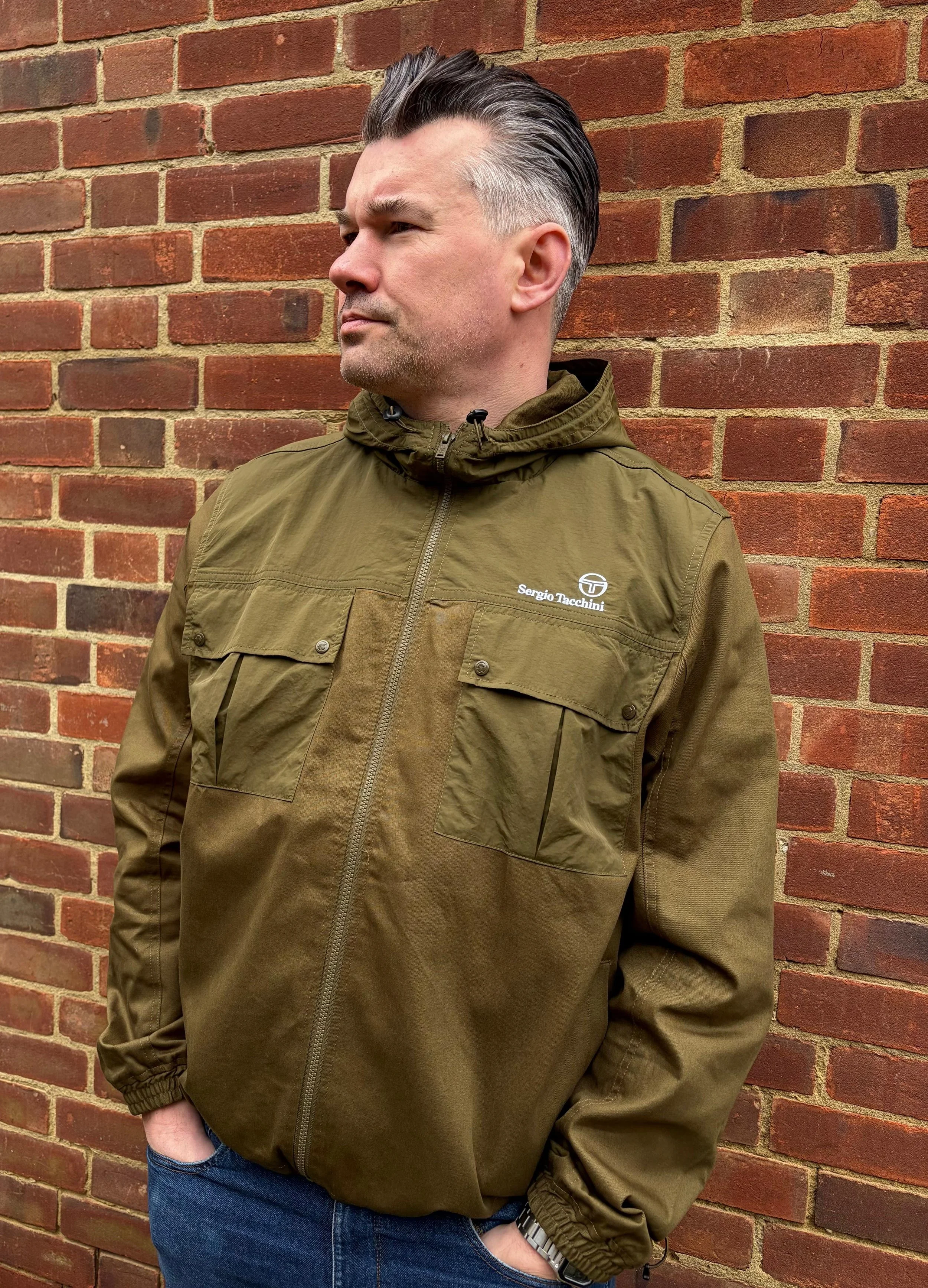 SERGIO TACCHINI Cotton-Twill Hooded Terrace Jacket- DARK OLIVE