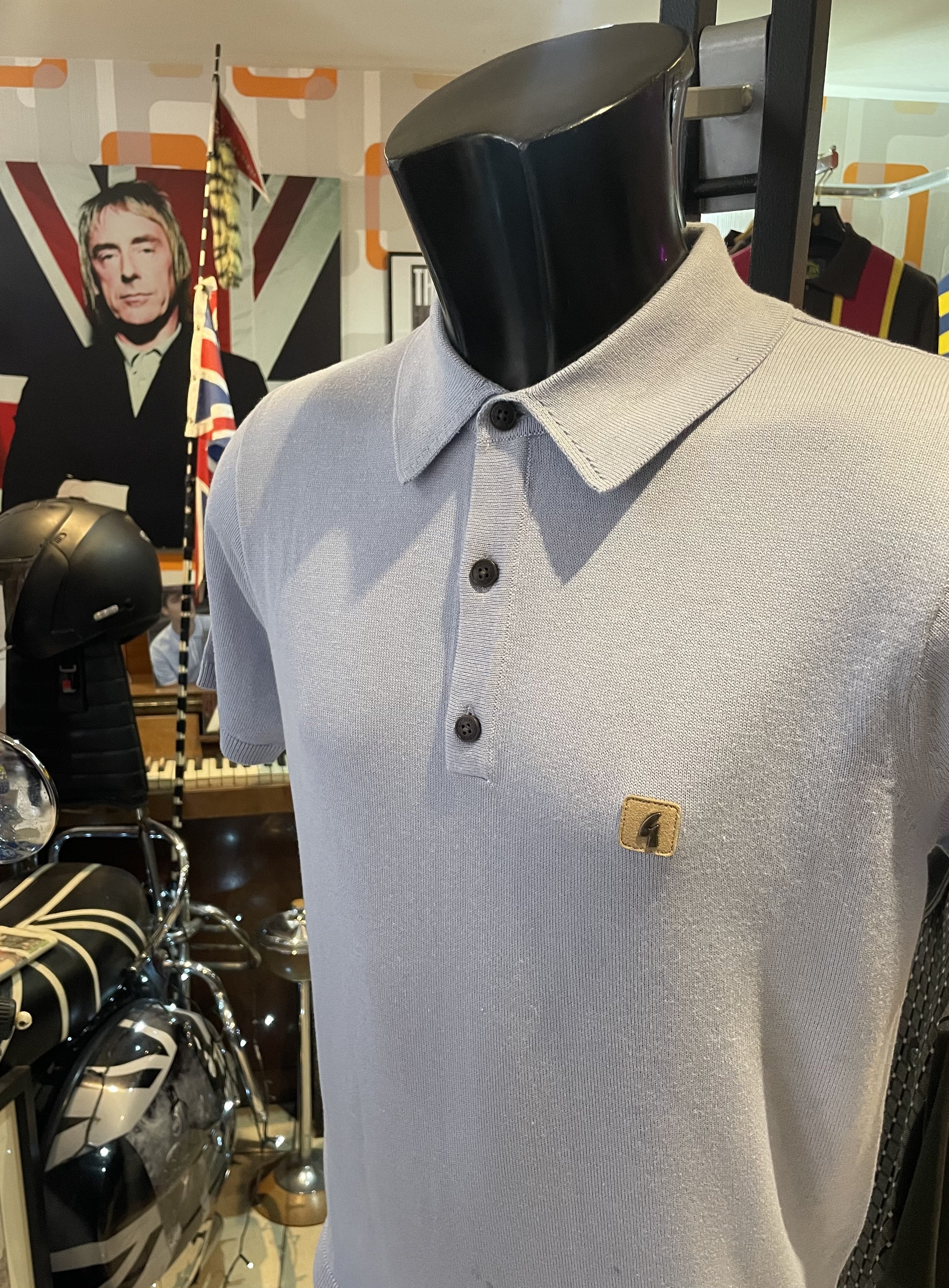 SIZE 3XL ONLY-GABICCI VINTAGE Archive Plain Knit Polo-DUSK BLUE