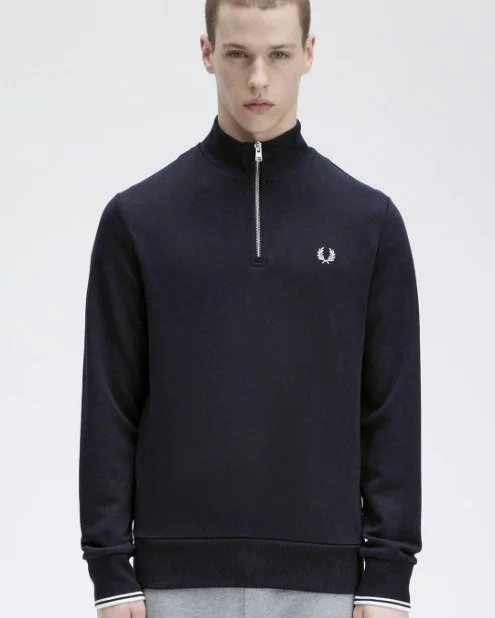 FRED PERRY 1/4 Zip Sweatshirt-NAVY