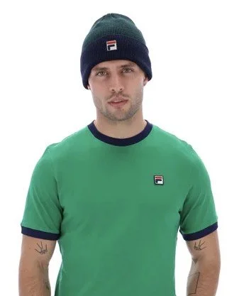 SIZE XL ONLY-FILA Vintage "Marconi"  Ringer Tee- GREEN/NAVY