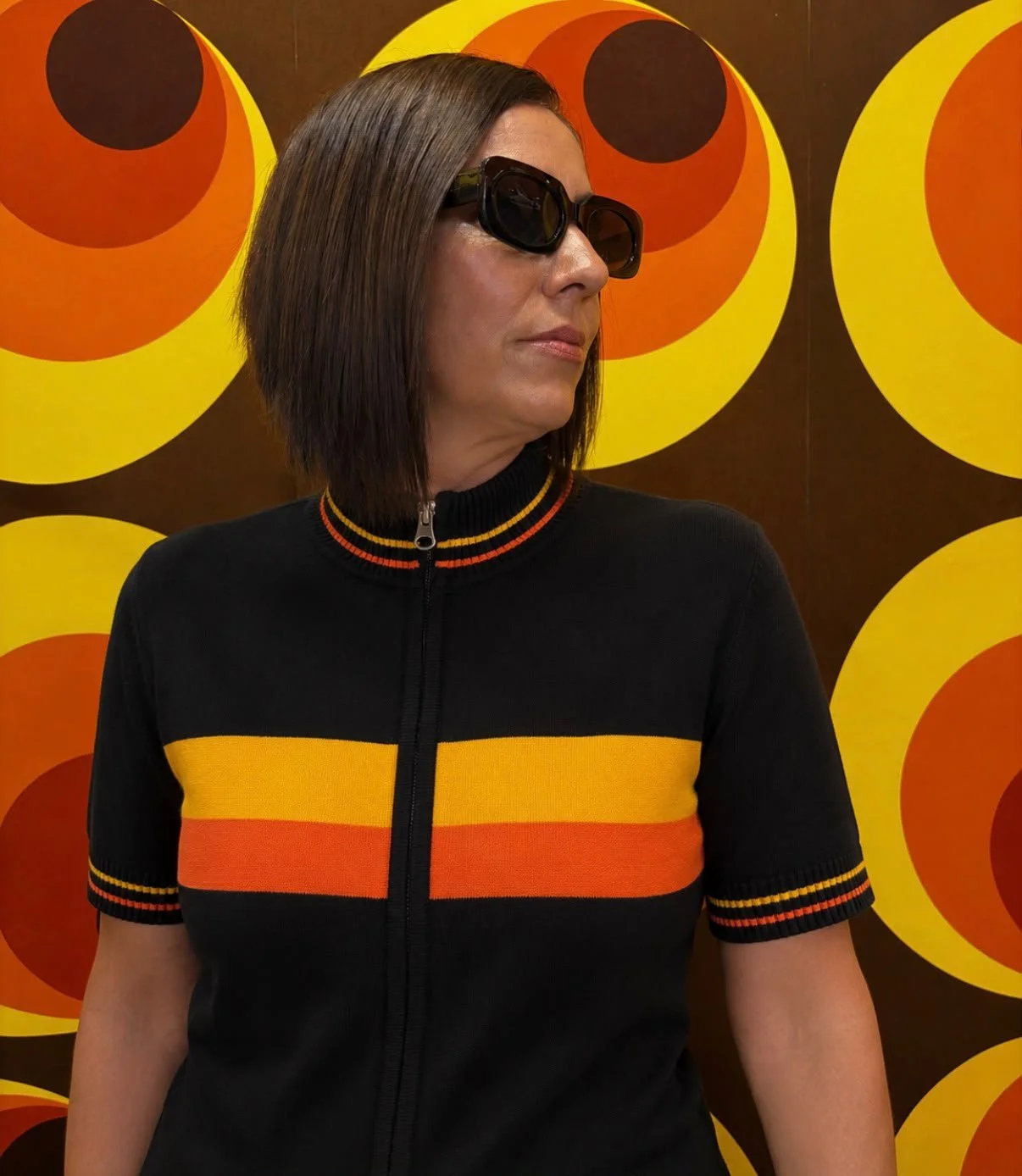 MADCAP "CARRY ON MISS ARCADE" Striped Cycling Knit- BLACK